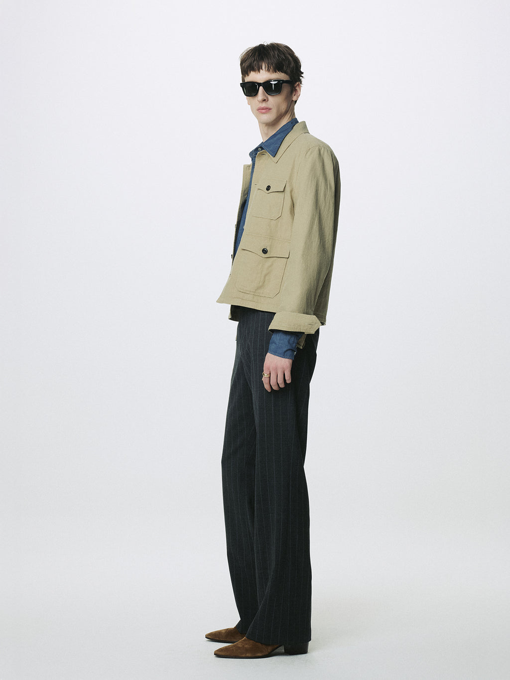 COTTON LINEN CROPPED SAFARI JACKET_ SAND