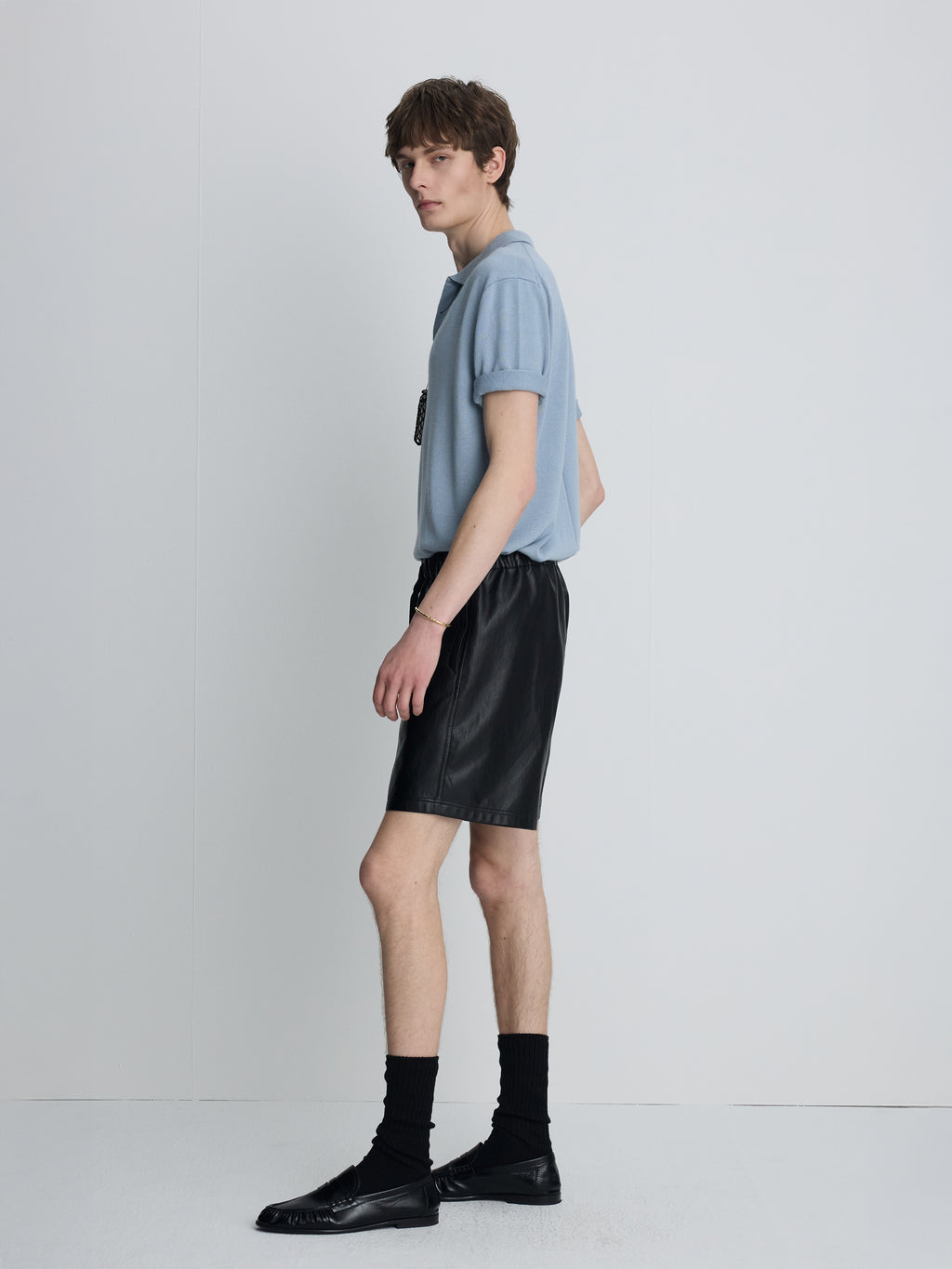 SILK CASHMERE OPEN COLLAR KNIT_ SKY BLUE