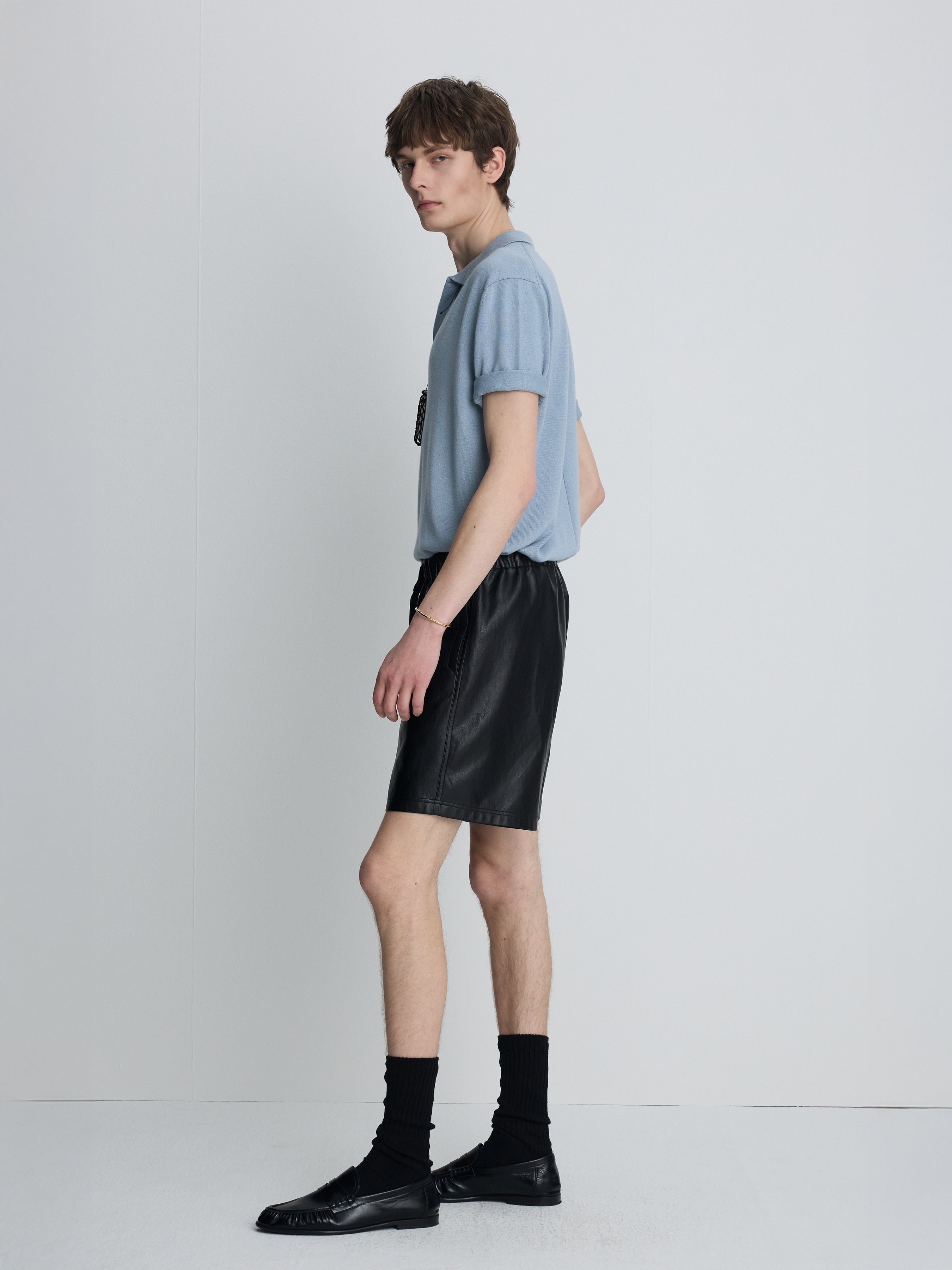SILK CASHMERE OPEN COLLAR KNIT_ SKY BLUE