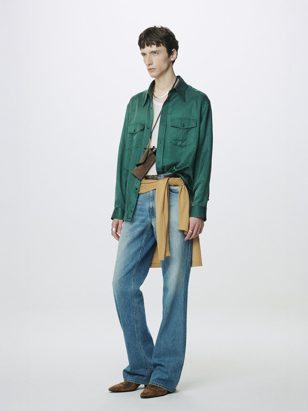 SILK COTTON DOUBLE POCKET SHIRT_ GREEN