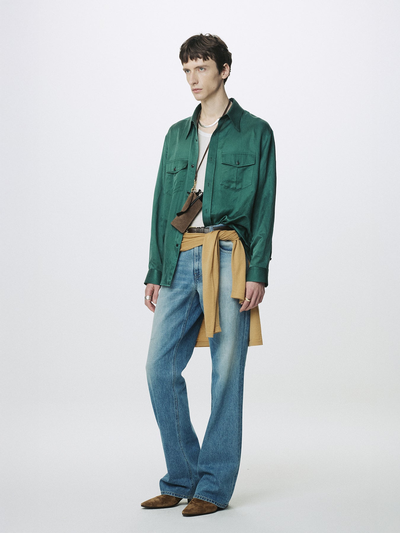 SILK COTTON DOUBLE POCKET SHIRT_ GREEN