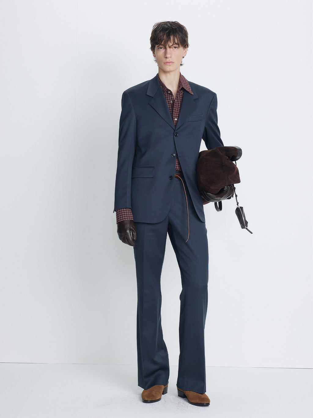 WOOL BLEND TAILORED BLAZER_ SLATE GREY