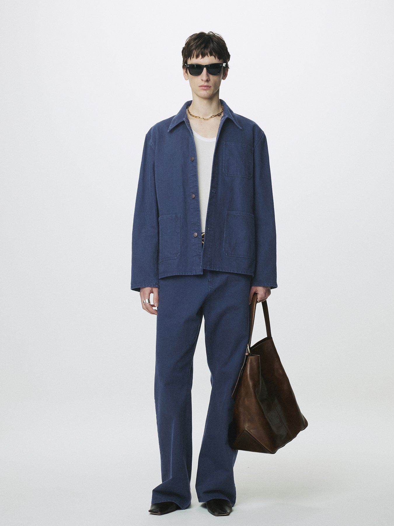GARMENT WASHED COTTON TWILL UTILITY JACKET_ PURPLE BLUE