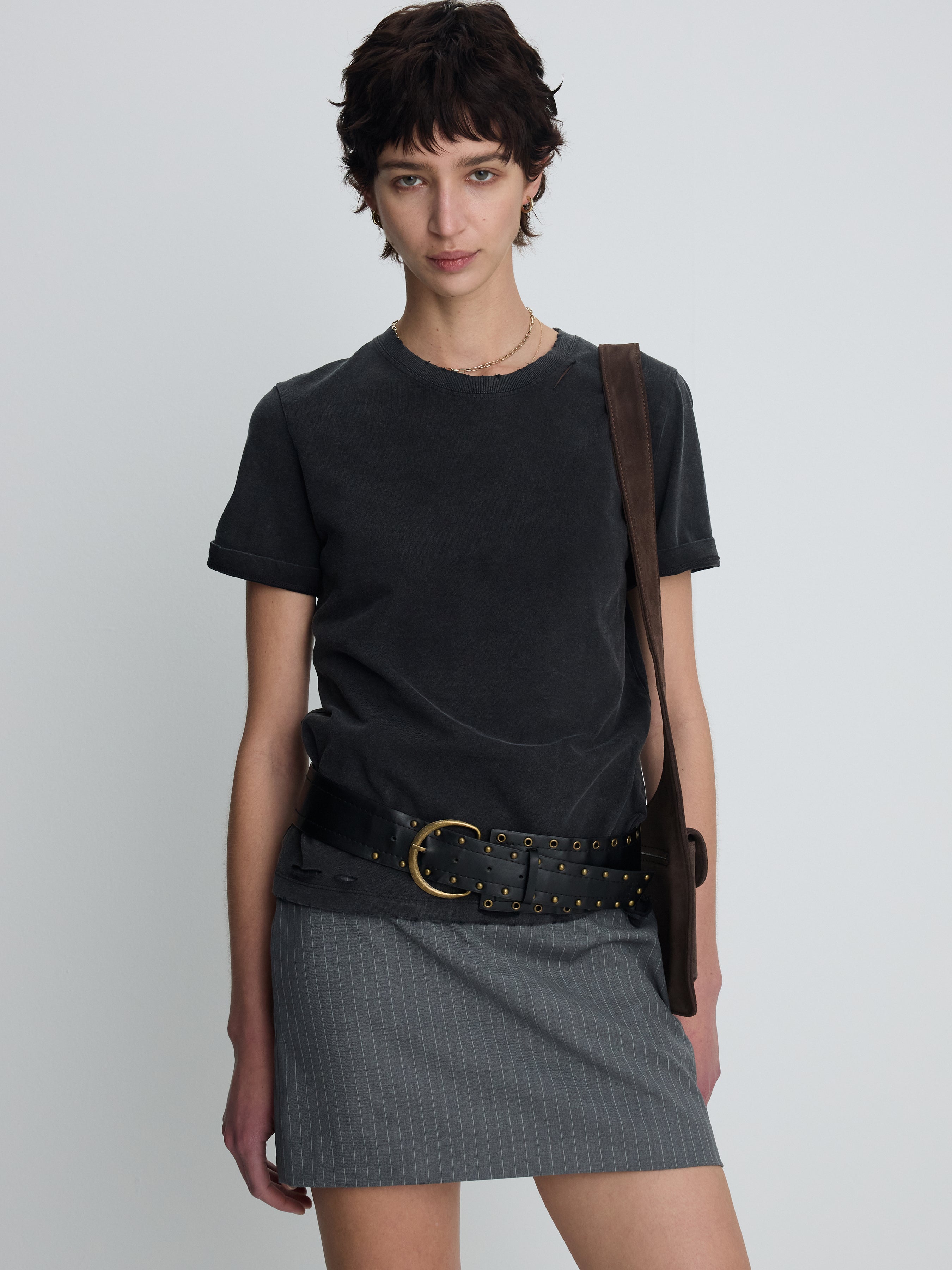 (W) WOOL PIN STRIPED MINI SKIRT_ GREY PINSTRIPE
