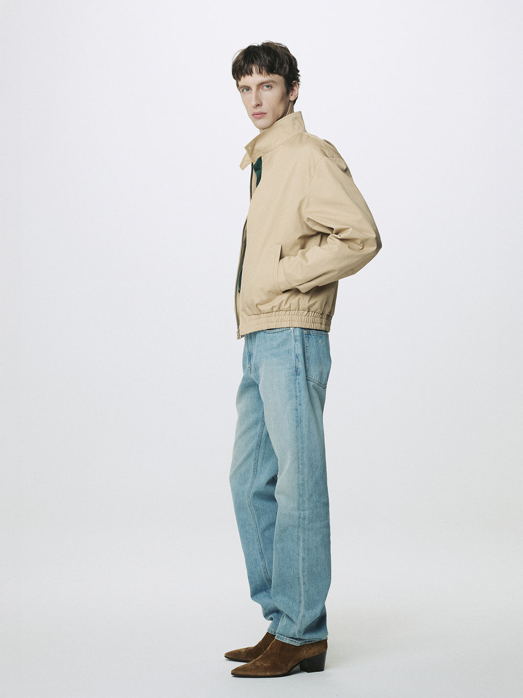 HIGH DENSITY COTTON HARRINGTON JACKET_ BEIGE