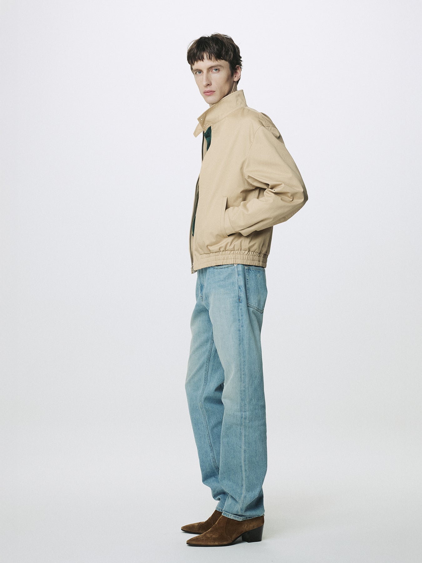 HIGH DENSITY COTTON HARRINGTON JACKET_ BEIGE
