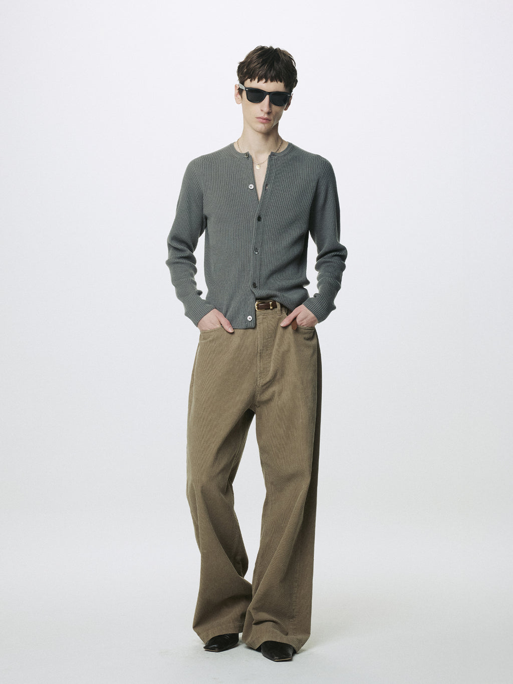 WASHED CORDUROY WIDE-LEG PANTS_ BEIGE