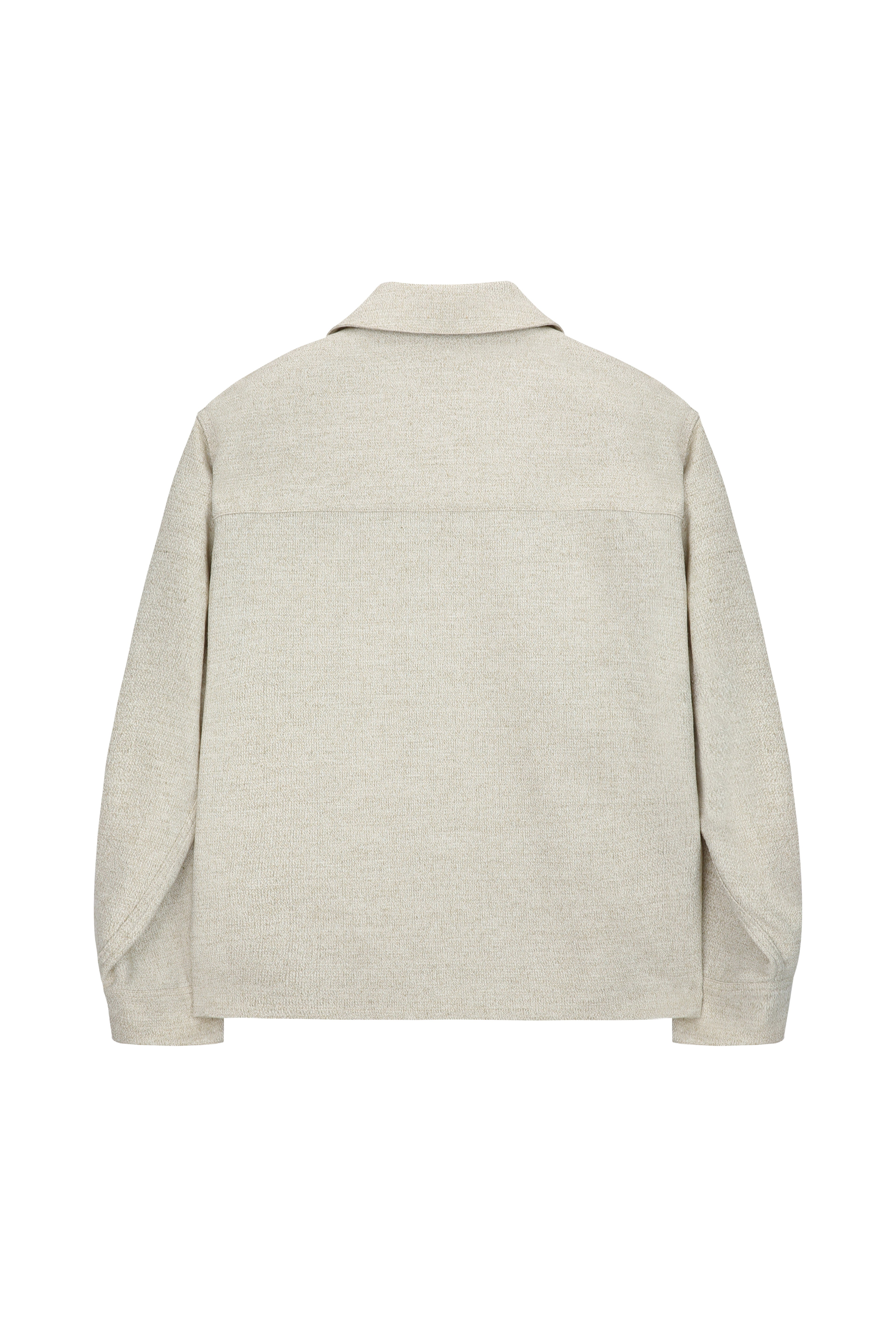 Wool and Lyocell Natural Tweed Shirt Jacket_ Sage Beige