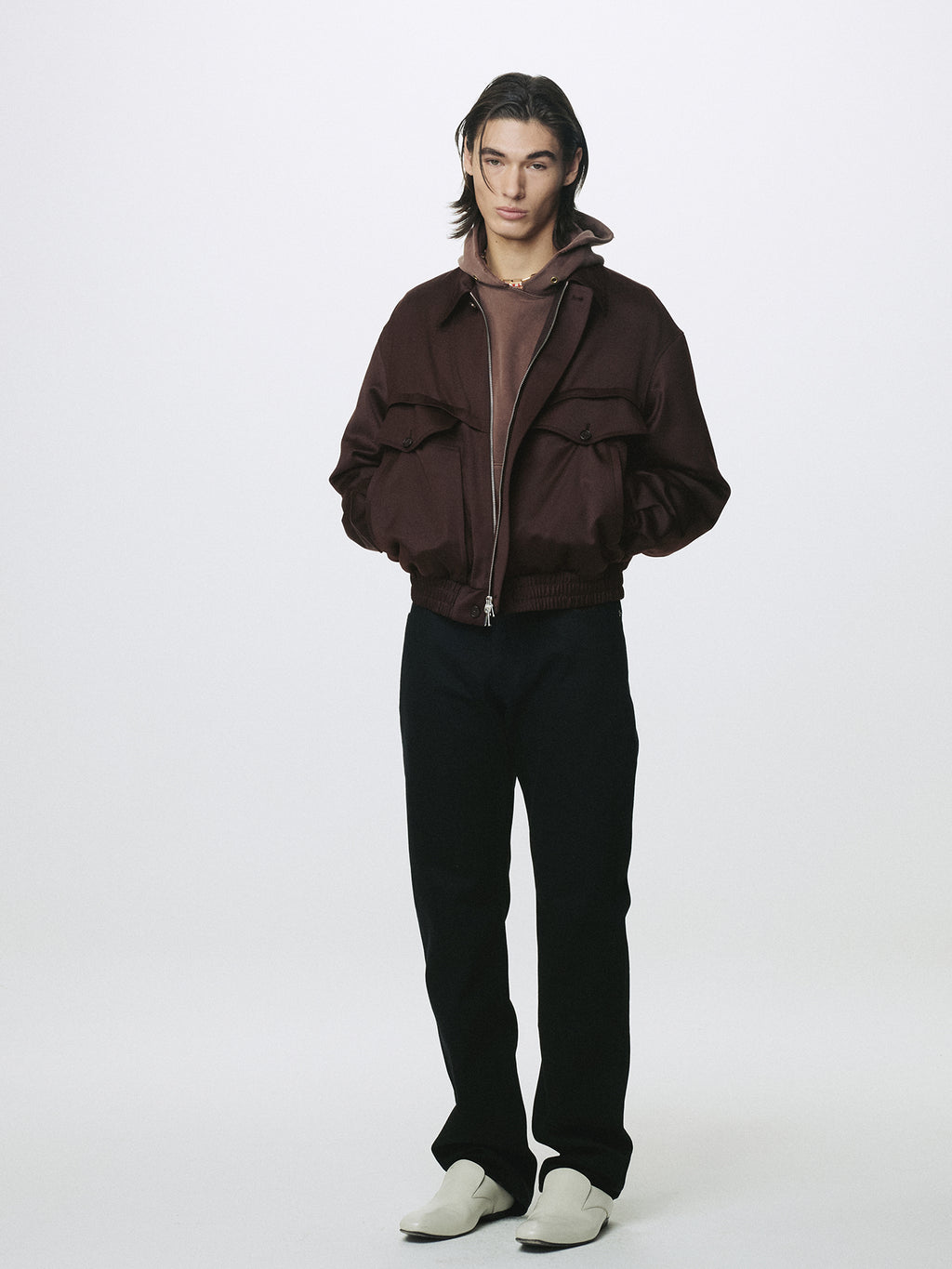 WOOL VISCOSE OVERSIZED BOMBER JACKET_ DARK BURGUNDY