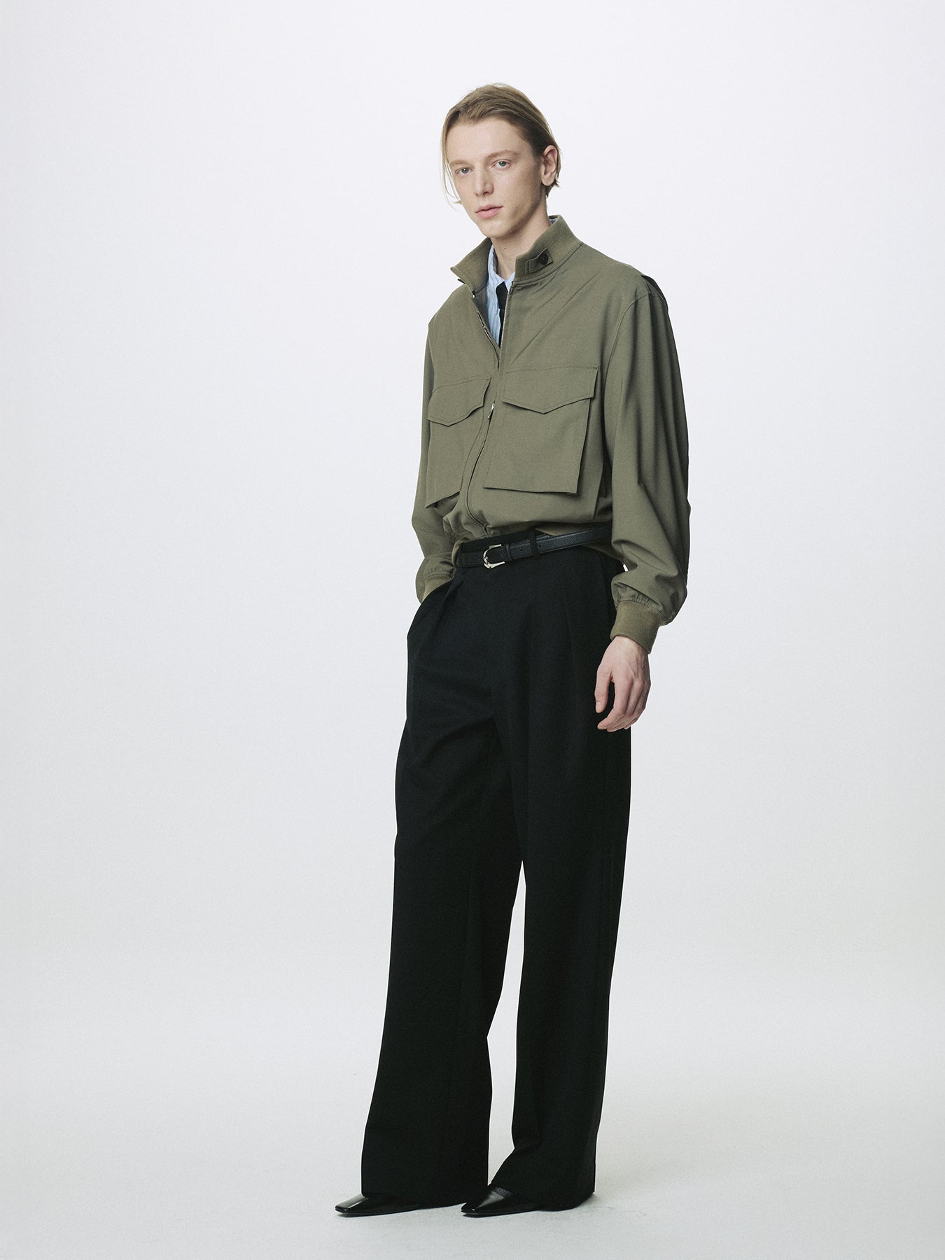 LIGHT WOOL WEB JACKET_ OLIVE