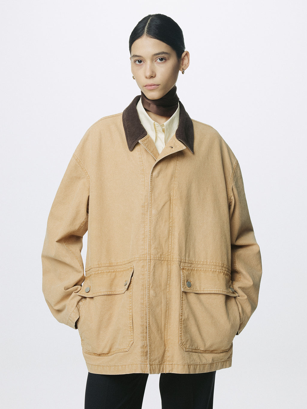 (W) GARMENT WASHED BARN JACKET_ FADED BEIGE