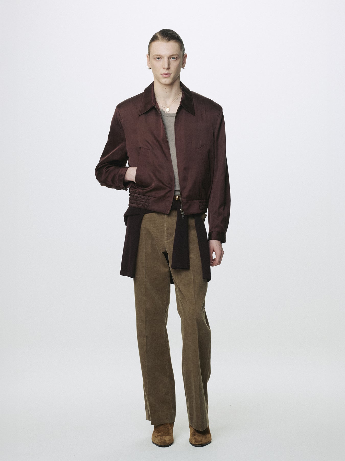 SILK COTTON SWING JACKET_ VINTAGE MAROON