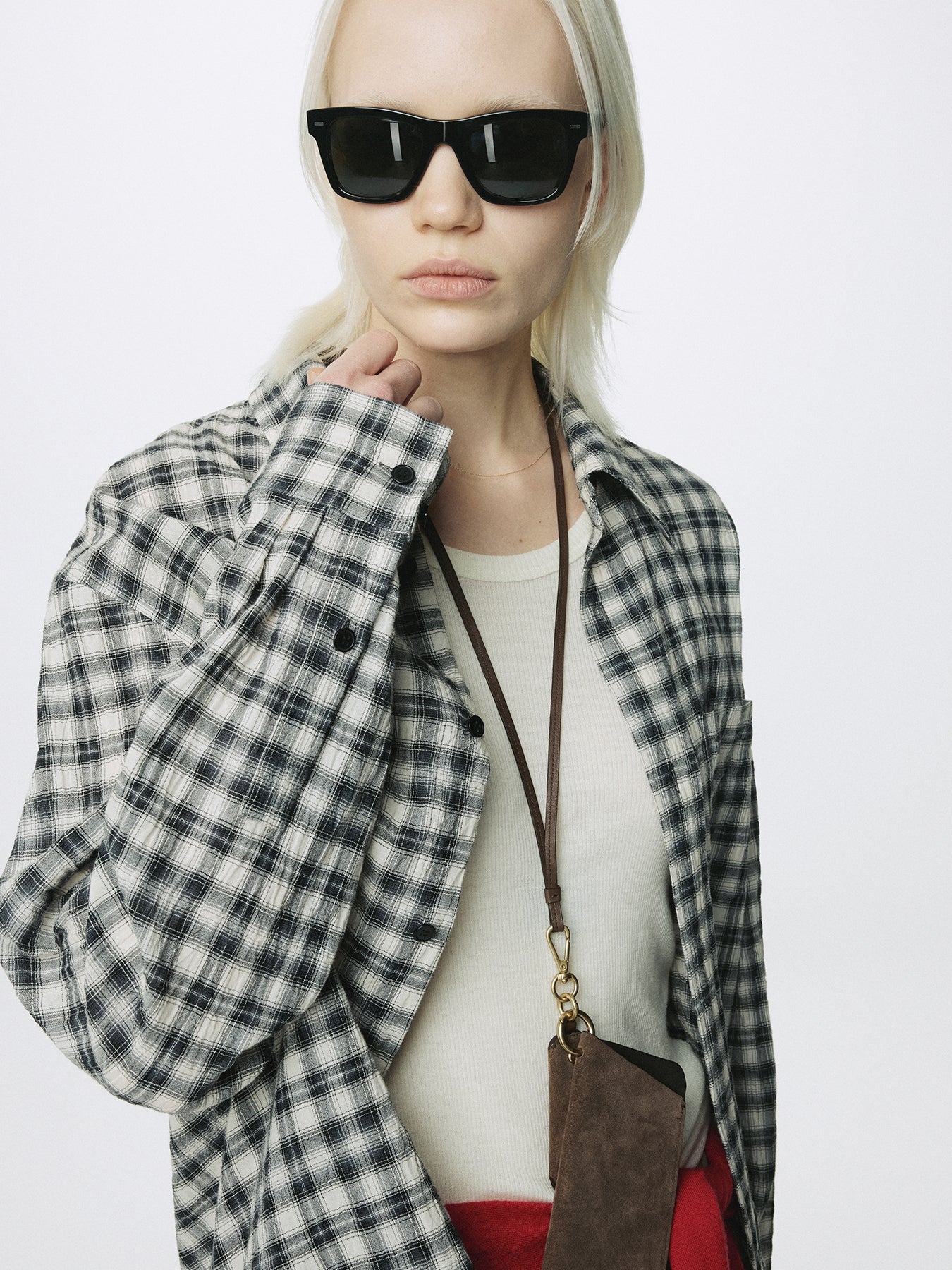 (W) RAW-CUT COTTON CHECK SHIRT_ BLACK CHECK