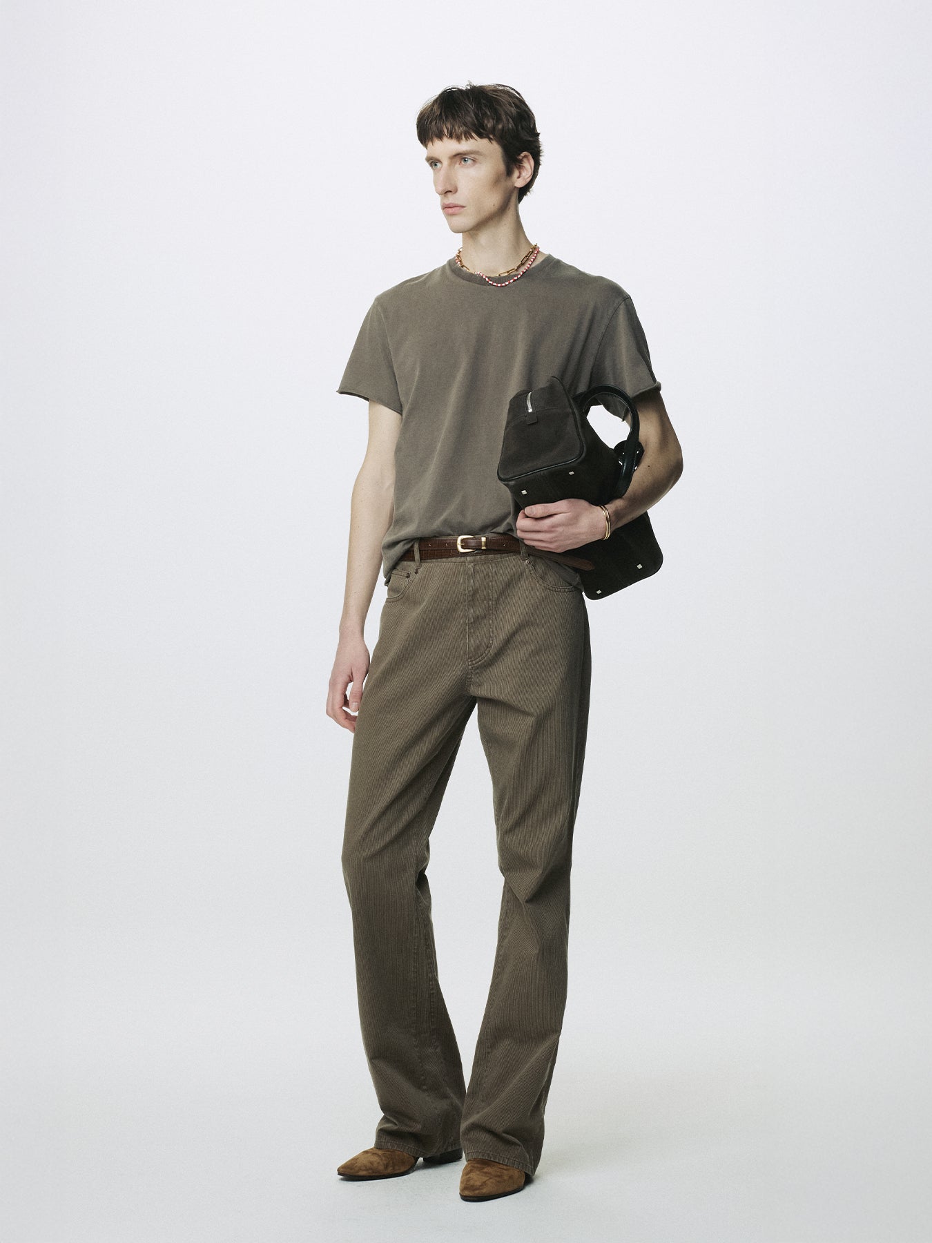 WASHED CORD COTTON FLARE PANTS_ VINTAGE BROWN
