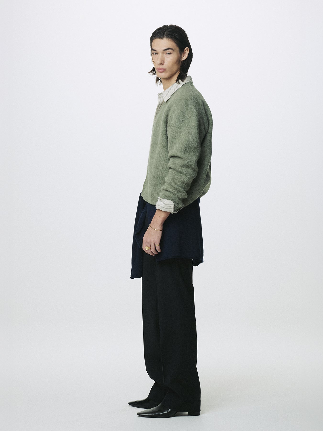 BRUSHED ALPACA-BLEND CARDIGAN_ SAGE GREEN