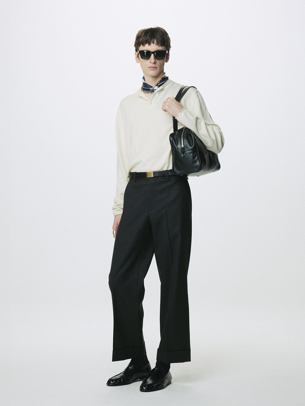 WOOL CUFFED TROUSERS_ CHARCOAL