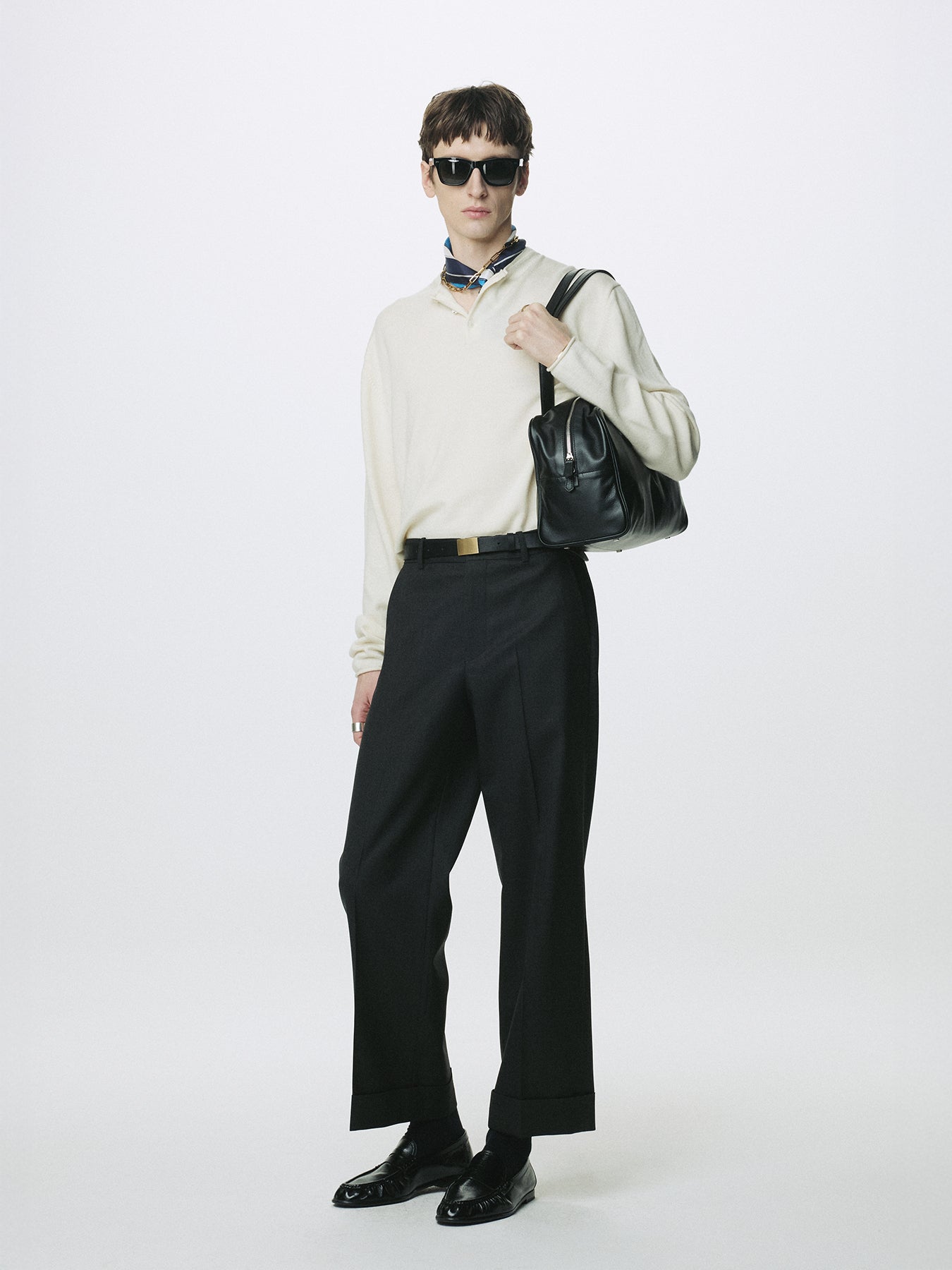 WOOL CUFFED TROUSERS_ CHARCOAL