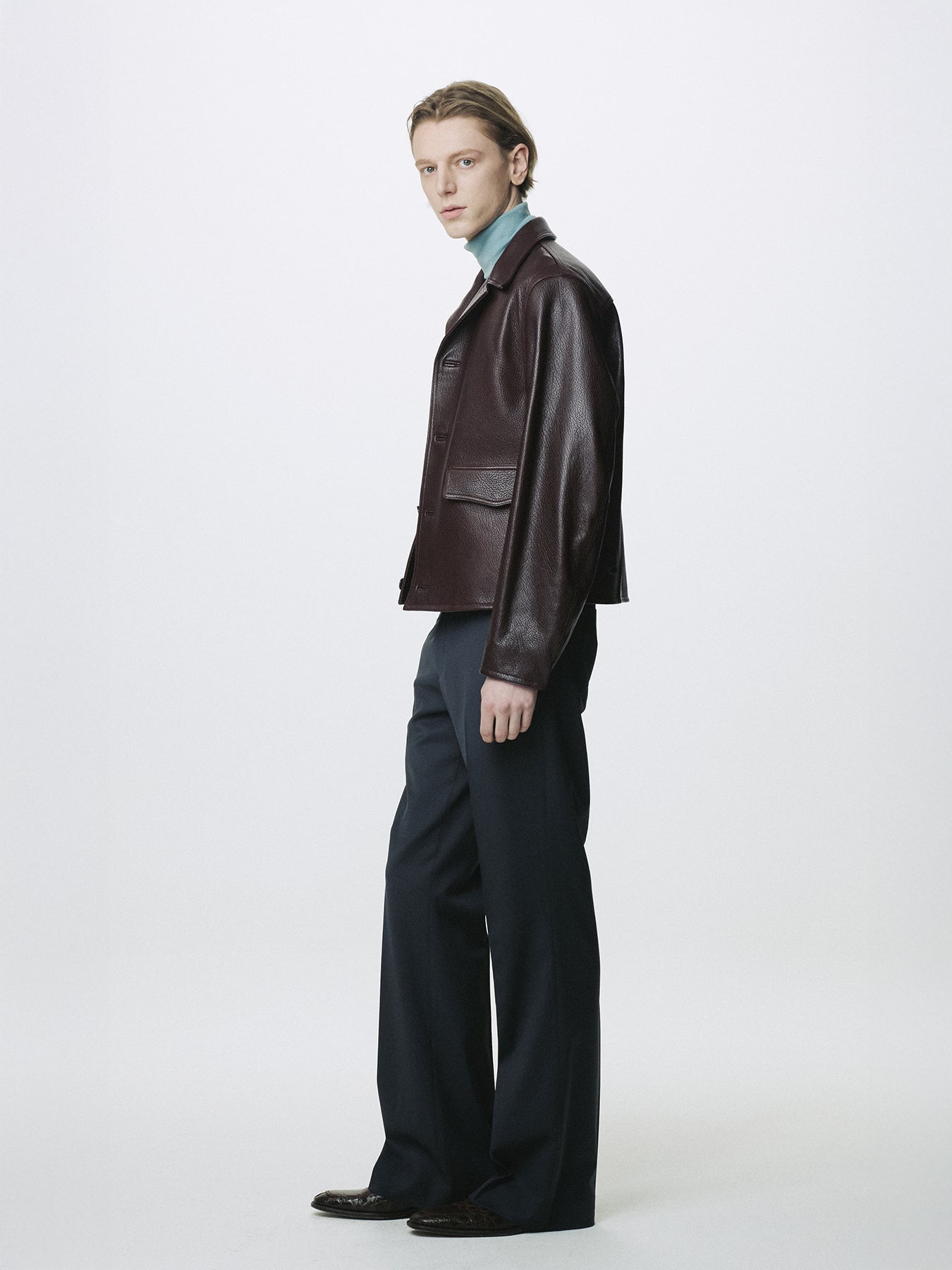 VINTAGE LAMB LEATHER BLOUSON_ BRICK BROWN