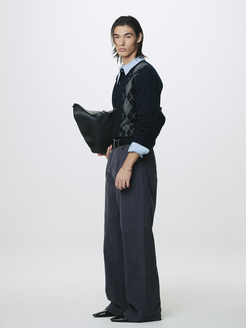 WASHED CORDUROY WIDE-LEG PANTS_ PURPLE NAVY