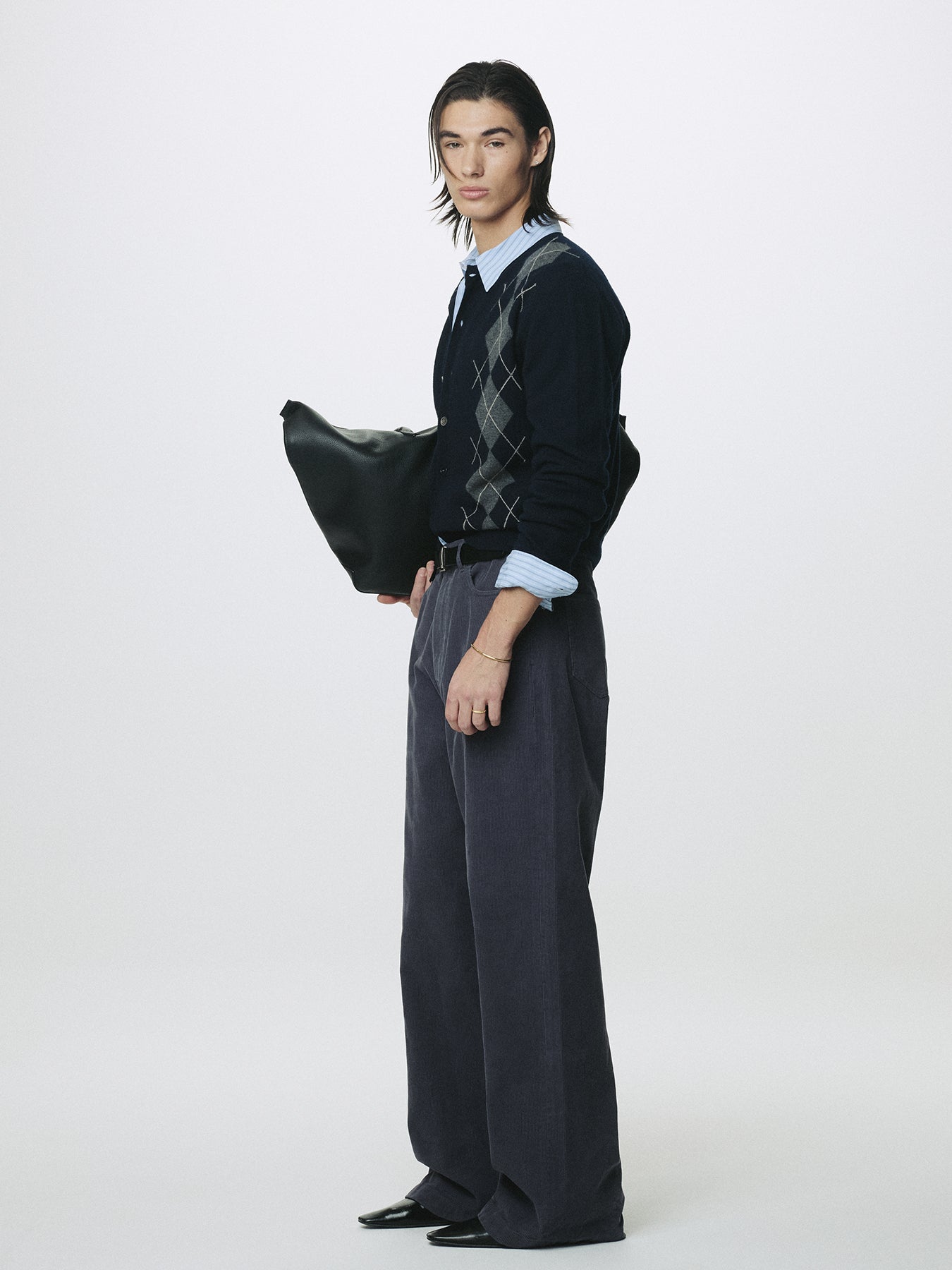 WASHED CORDUROY WIDE-LEG PANTS_ PURPLE NAVY