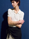 (W) SILK COTTON POLO SHIRT_ OFF WHITE