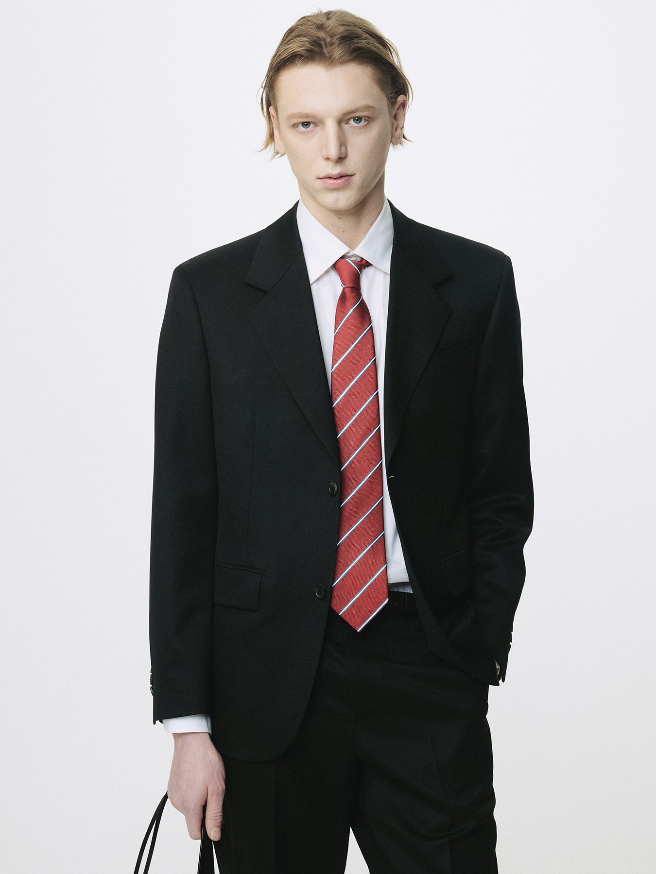 STRIPED SILK TIE_ RED/NAVY/WHITE