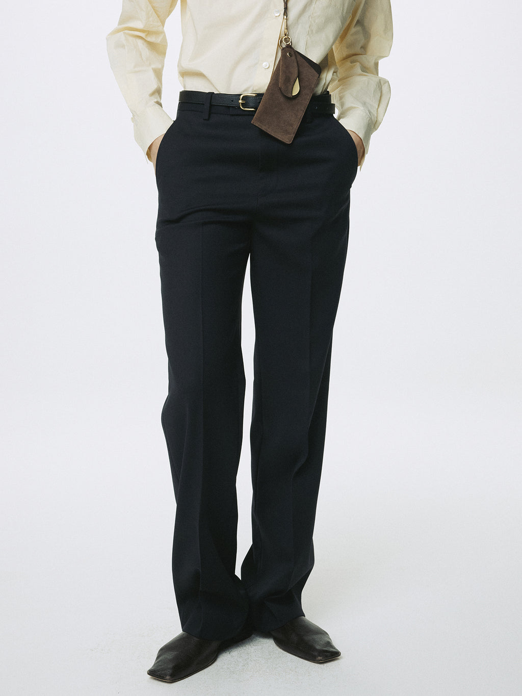 (W) WOOL TAILORED STRAIGHT TROUSERS_ MIDNIGHT