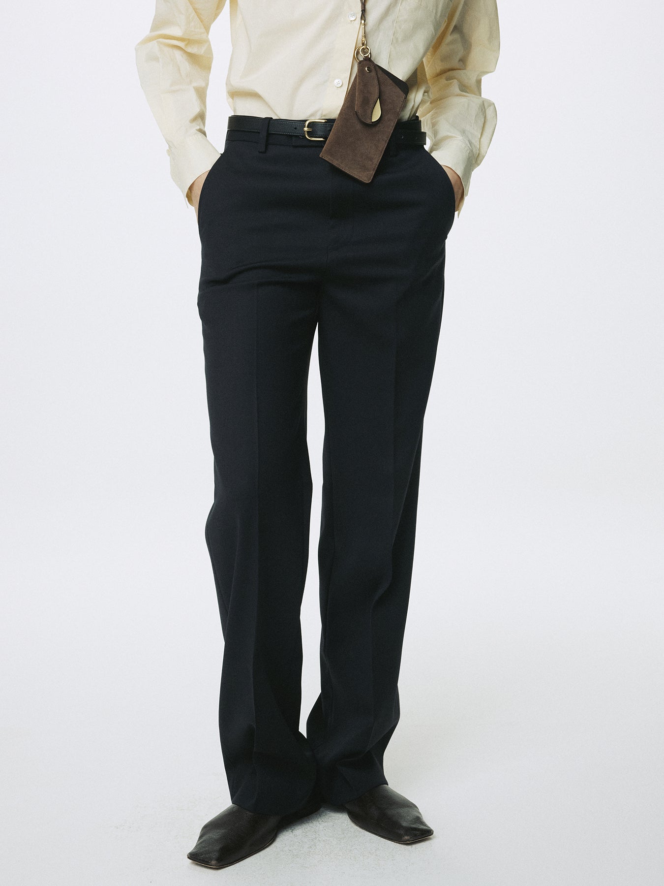 (W) WOOL TAILORED STRAIGHT TROUSERS_ MIDNIGHT