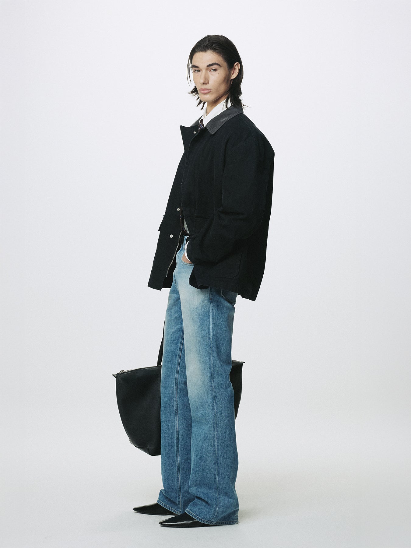 GARMENT WASHED BARN JACKET_ FADED BLACK