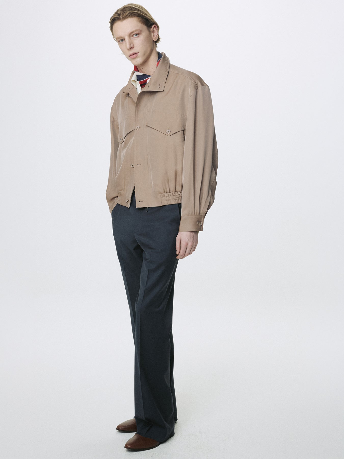 OVERSIZED STAND COLLAR BLOUSON_ SAND