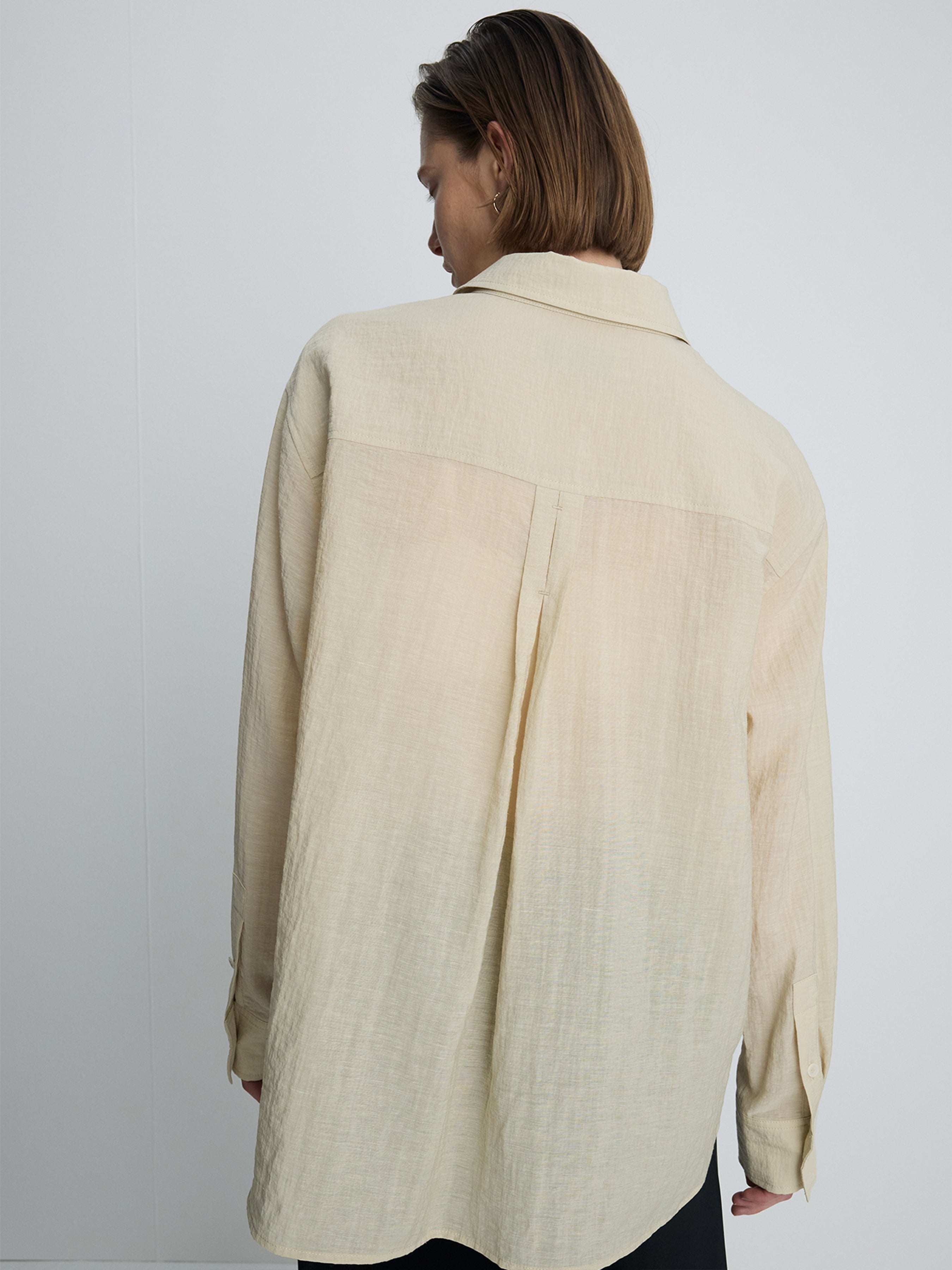 (W) LINEN RELAXED FIT SHIRT_ BEIGE
