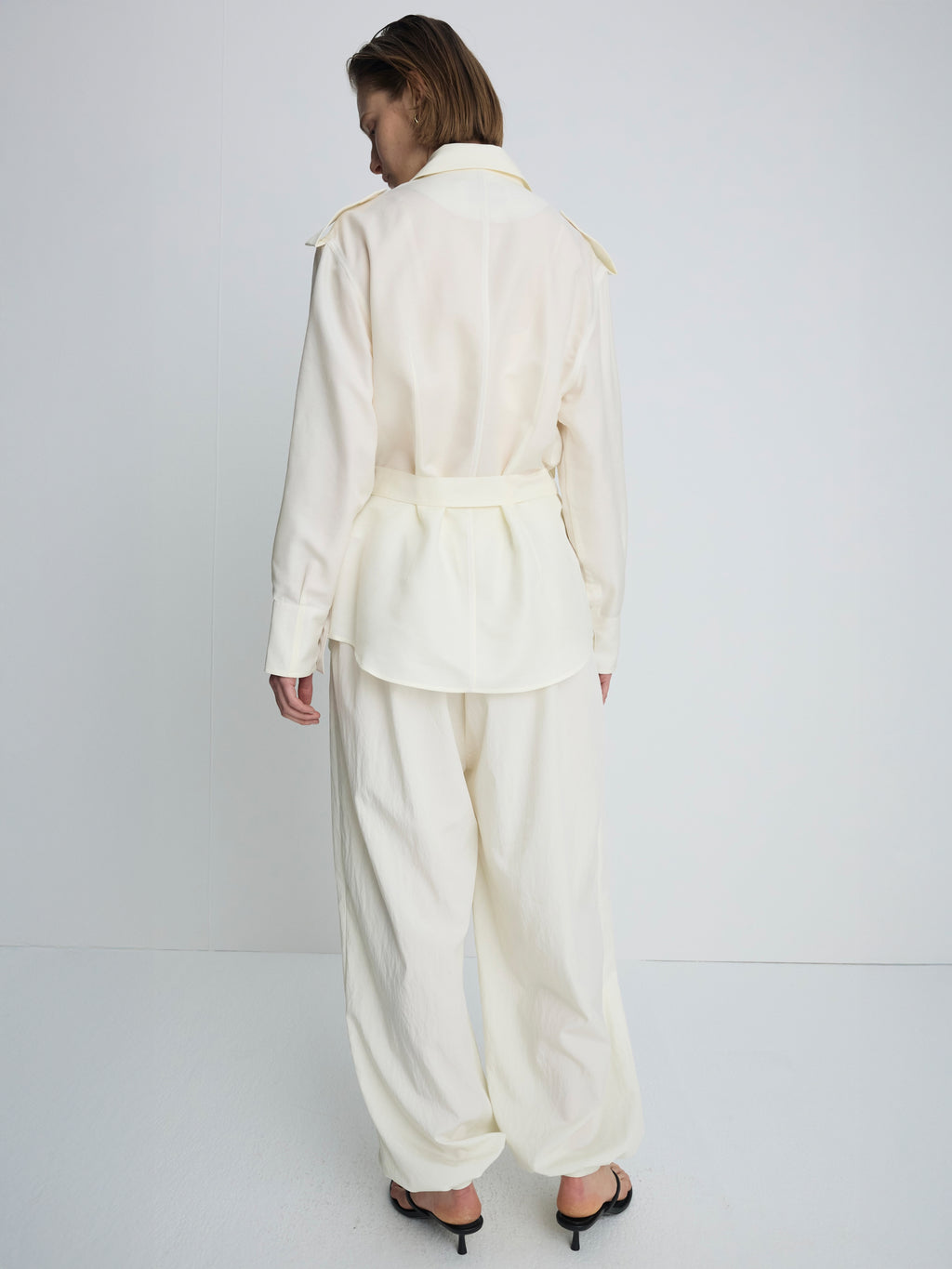 (W) SILK TWILL MILITARY FIELD SHIRT JACKET_ IVORY