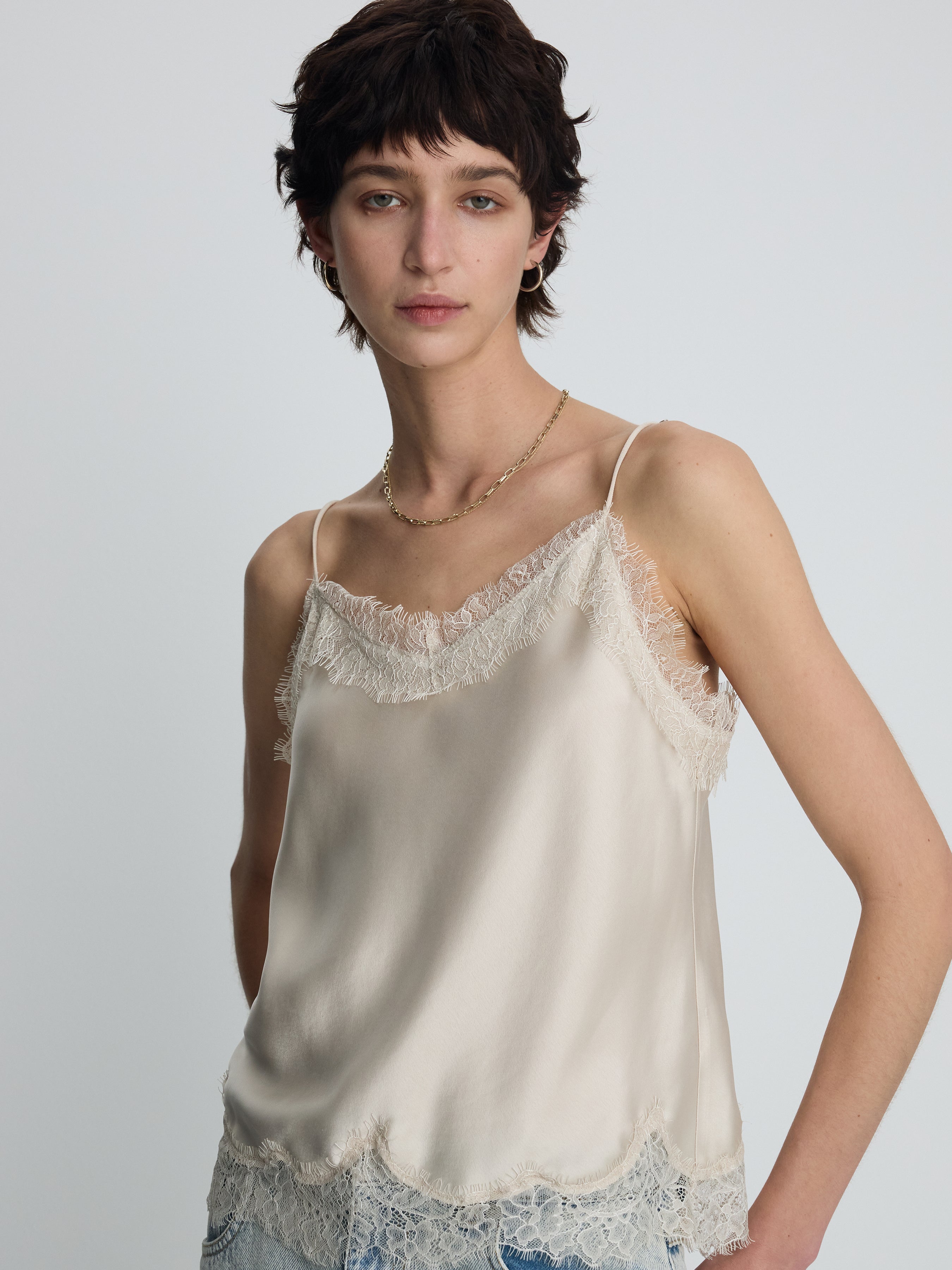 (W) SATIN LACE CAMISOLE_ BEIGE