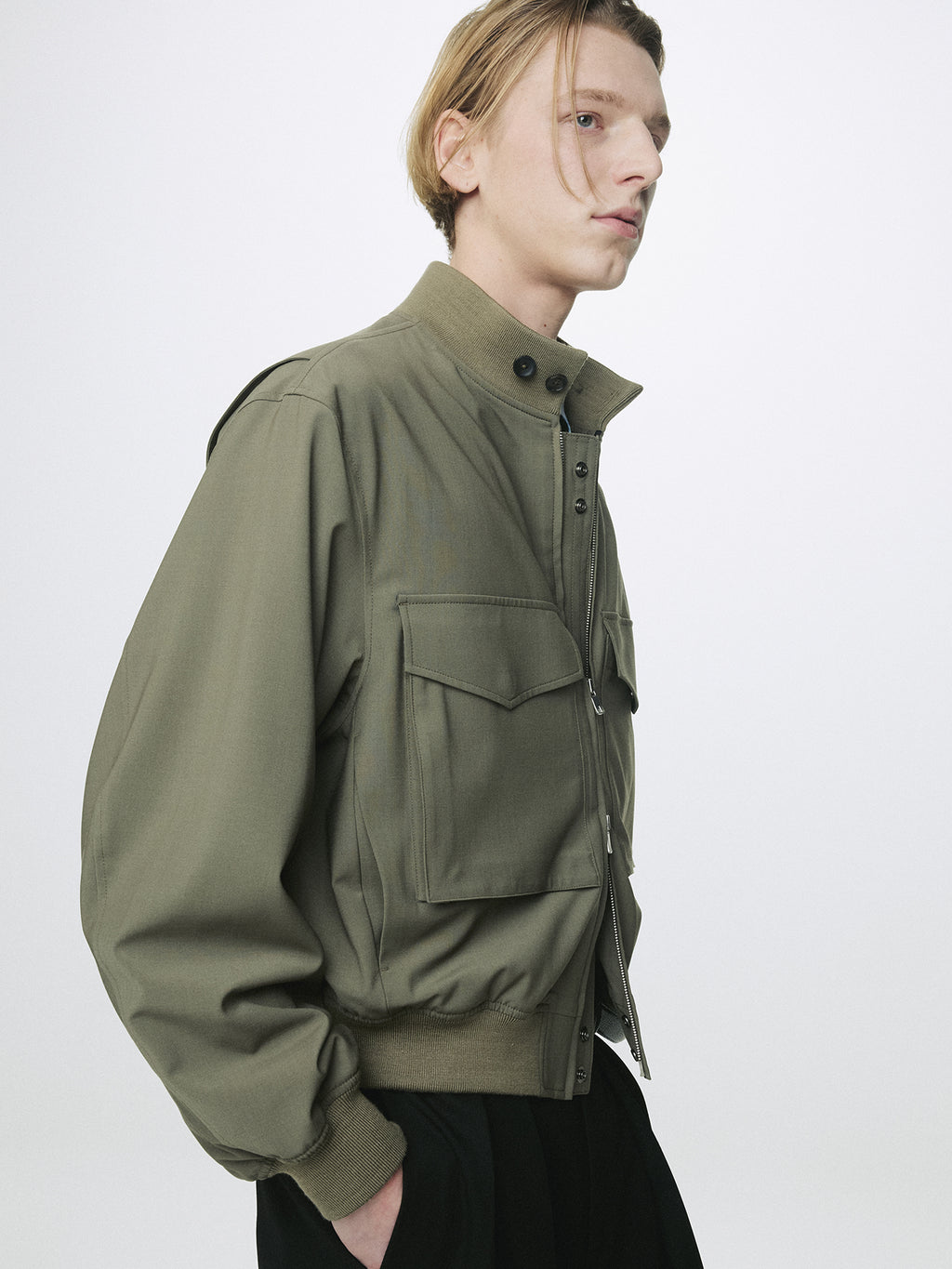 LIGHT WOOL WEB JACKET_ OLIVE