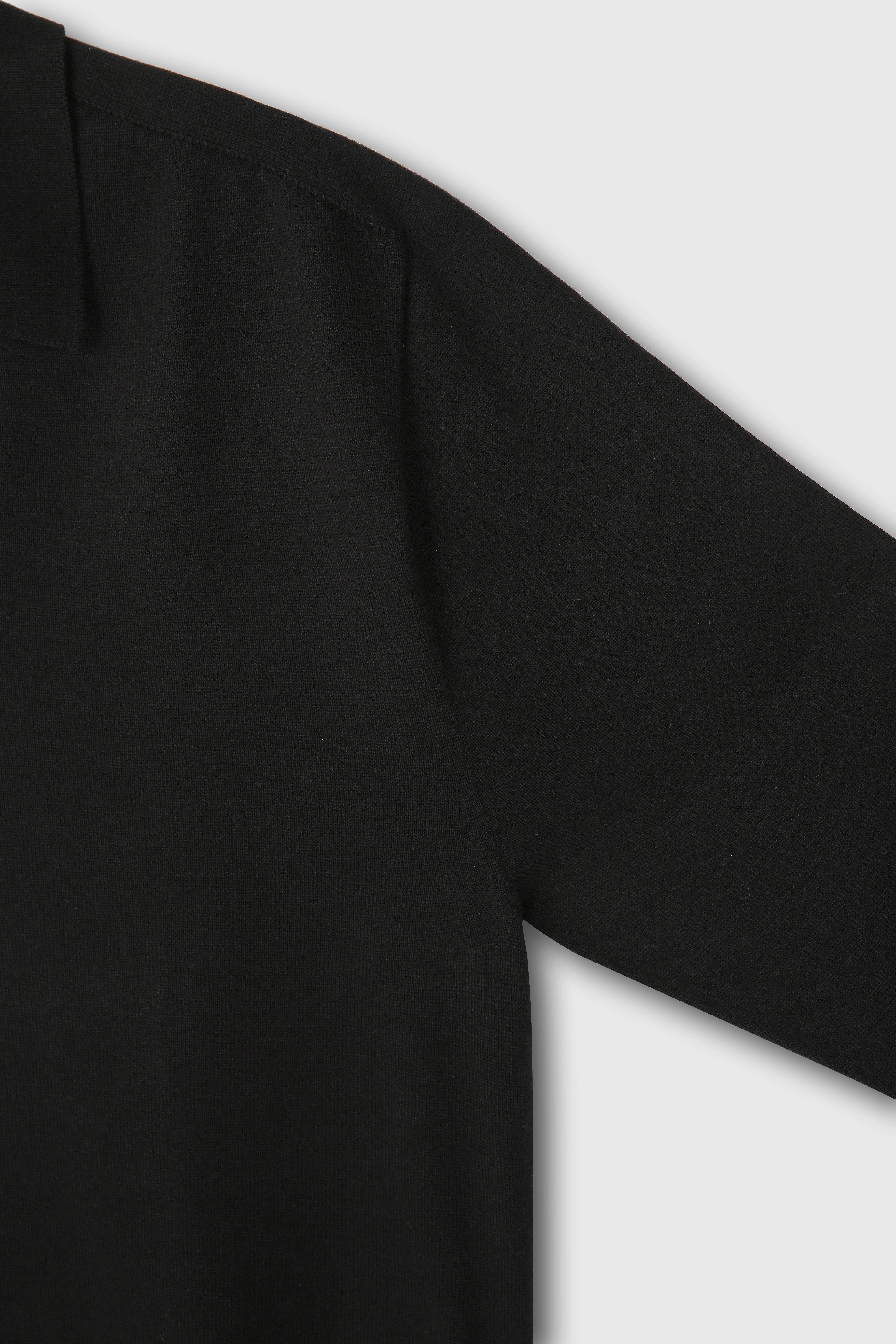 High Count Whole Garment Saddle Neck Knit_ Black