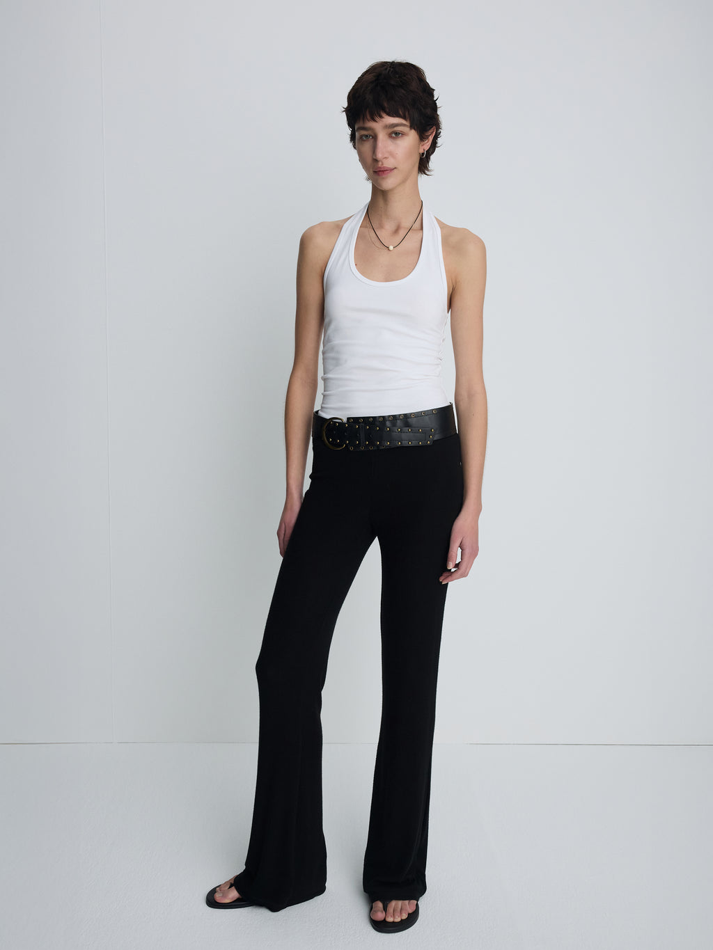 (W) TENCEL RIBBED FLARED PANTS_ BLACK