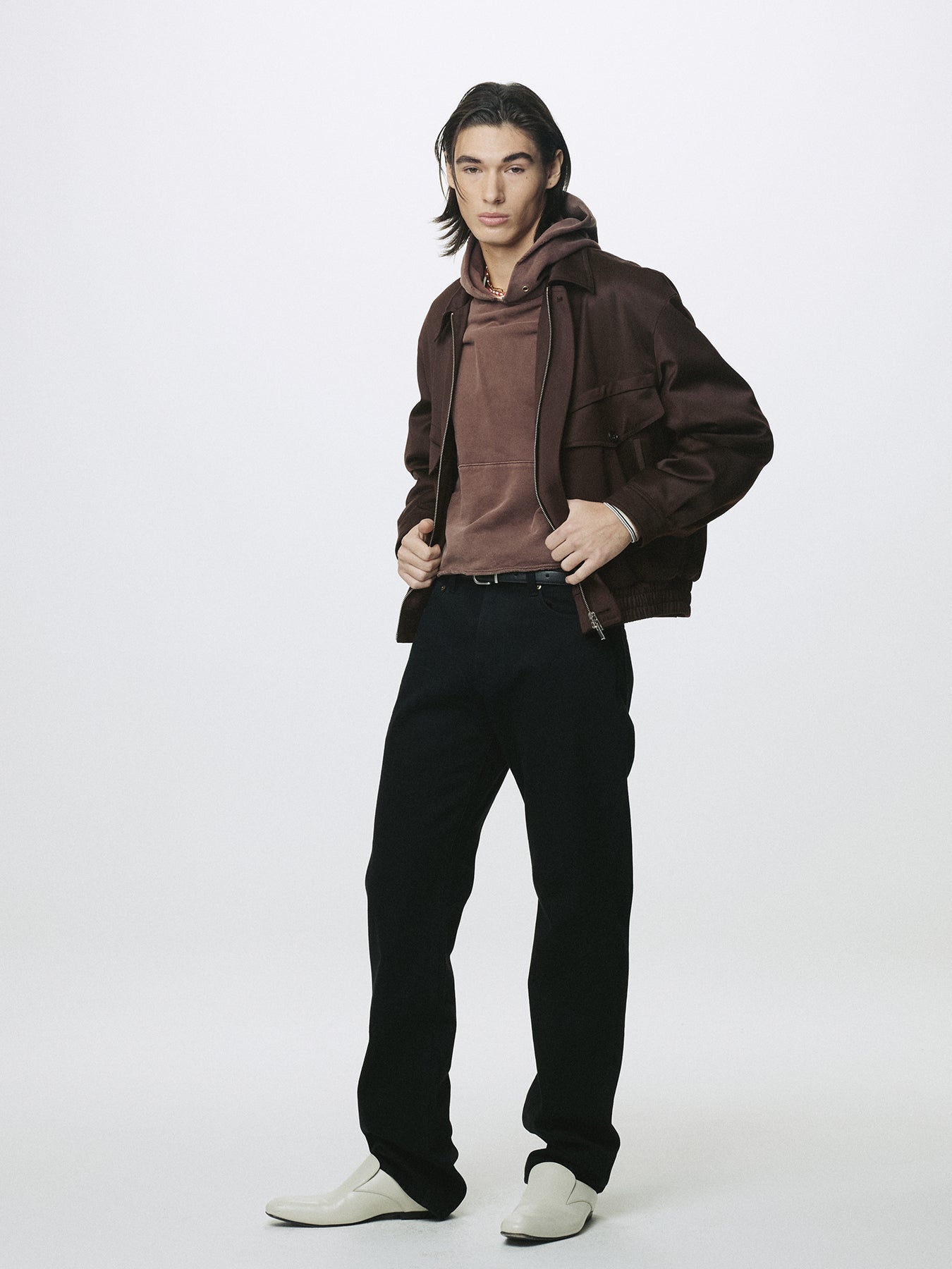 WOOL VISCOSE OVERSIZED BOMBER JACKET_ DARK BURGUNDY