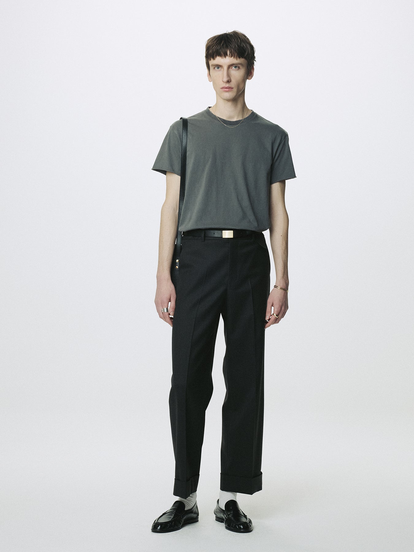 WOOL CUFFED TROUSERS_ CHARCOAL