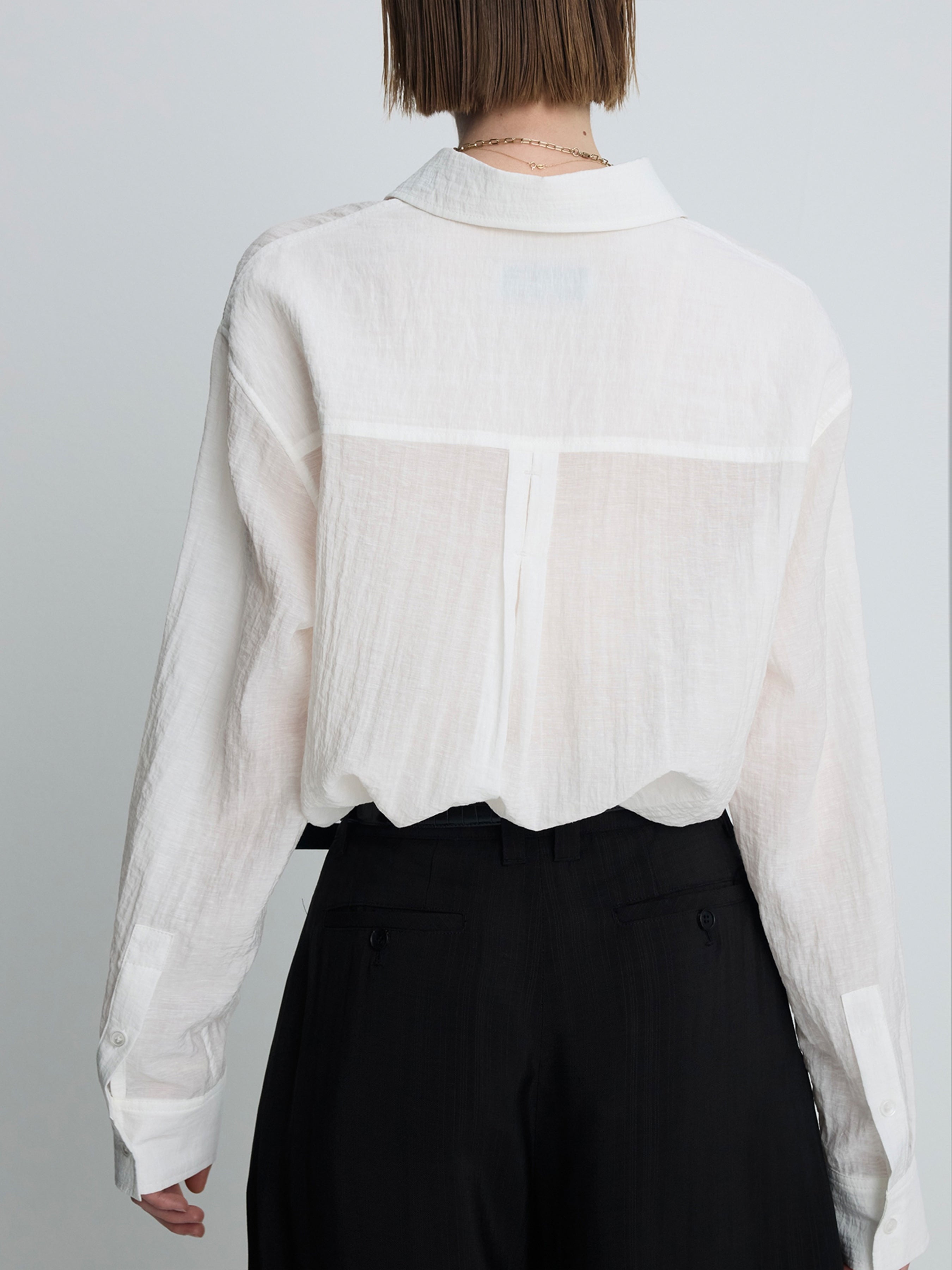 (W) LINEN RELAXED FIT SHIRT_ OFF WHITE