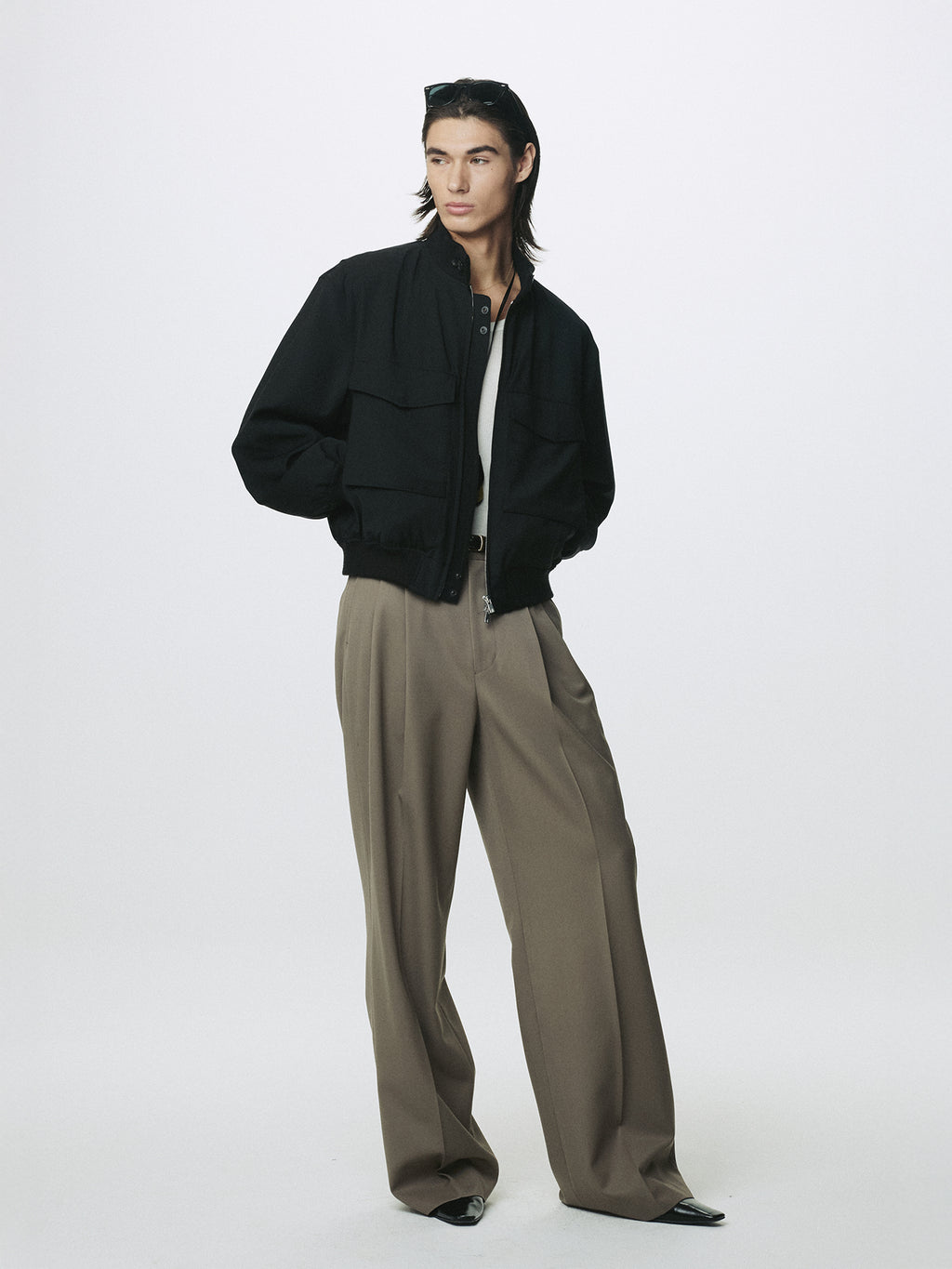 LIGHT WOOL WEB JACKET_ BLACK