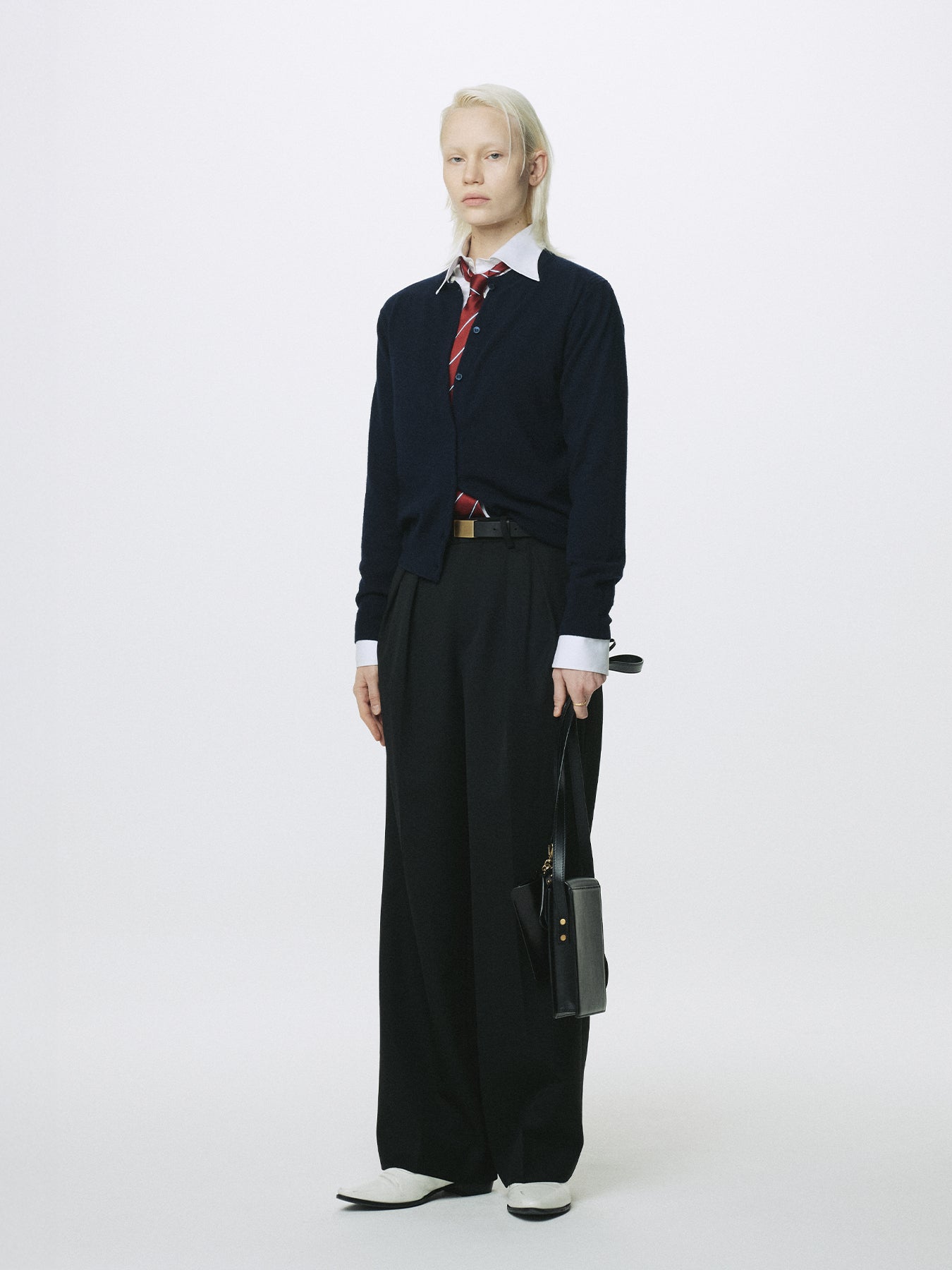 (W) SUPER FINE MERINO WOOL CARDIGAN_ NAVY