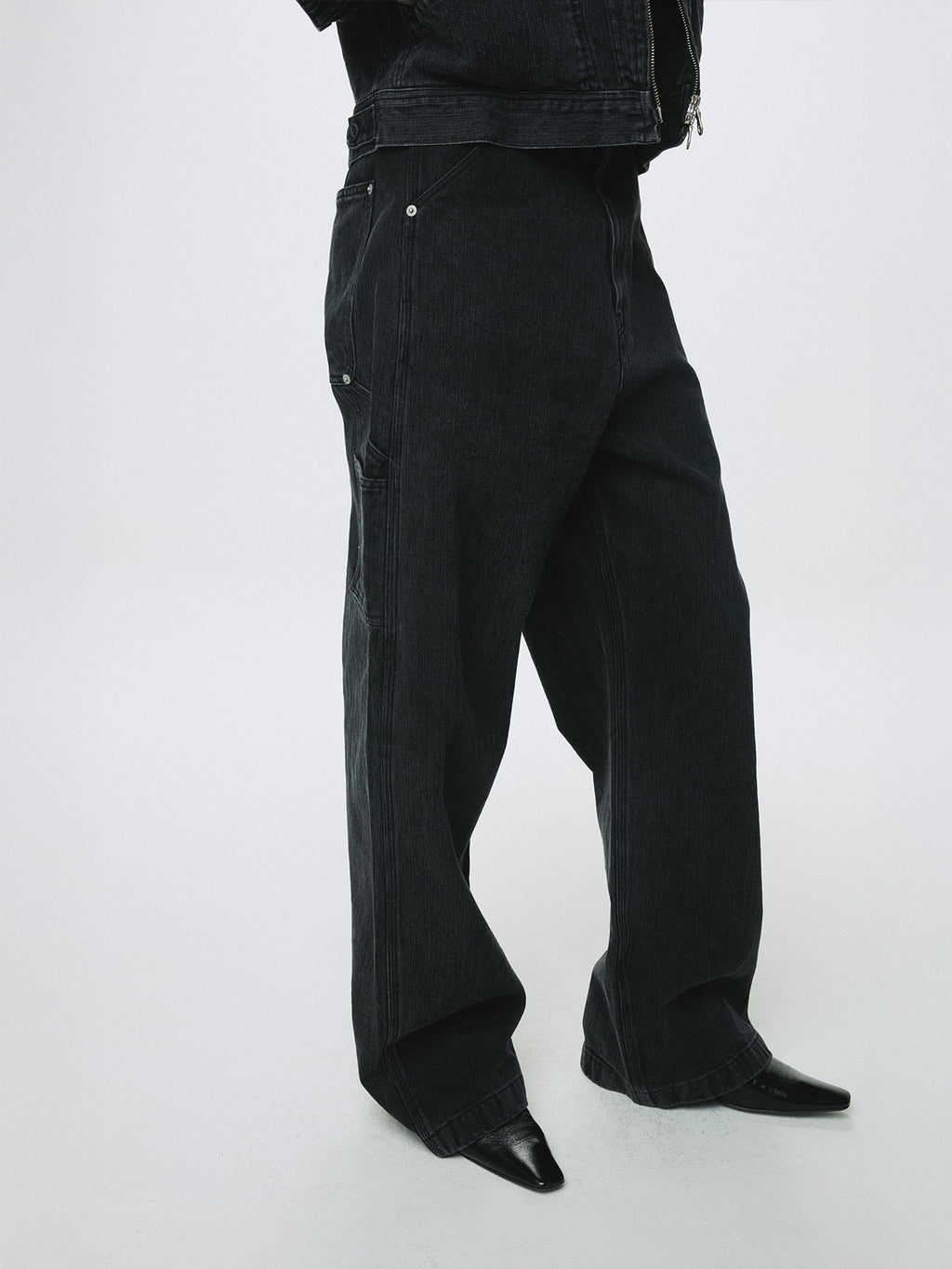 CORD TWILL DENIM WORK PANTS_ FADED BLACK