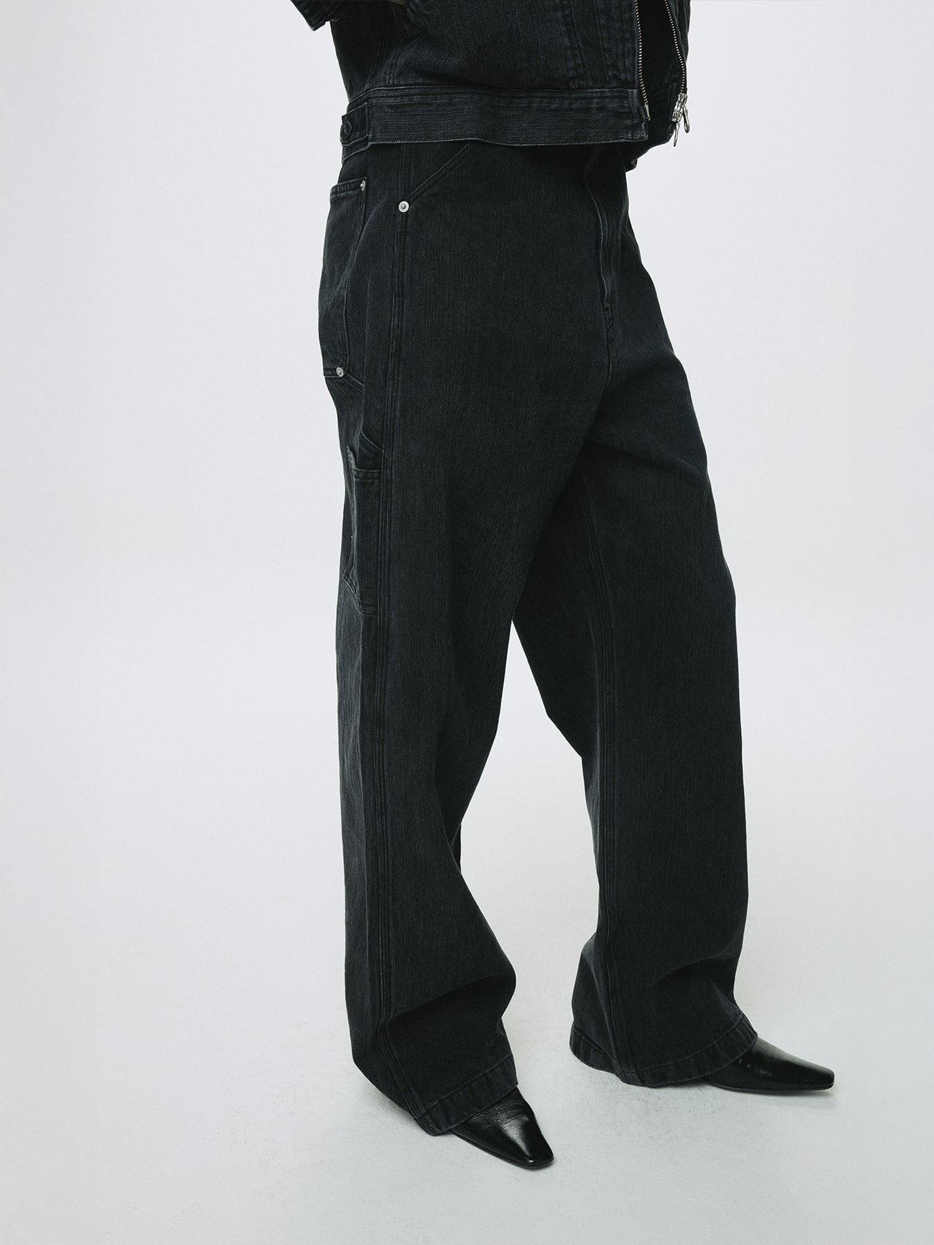 CORD TWILL DENIM WORK PANTS_ FADED BLACK