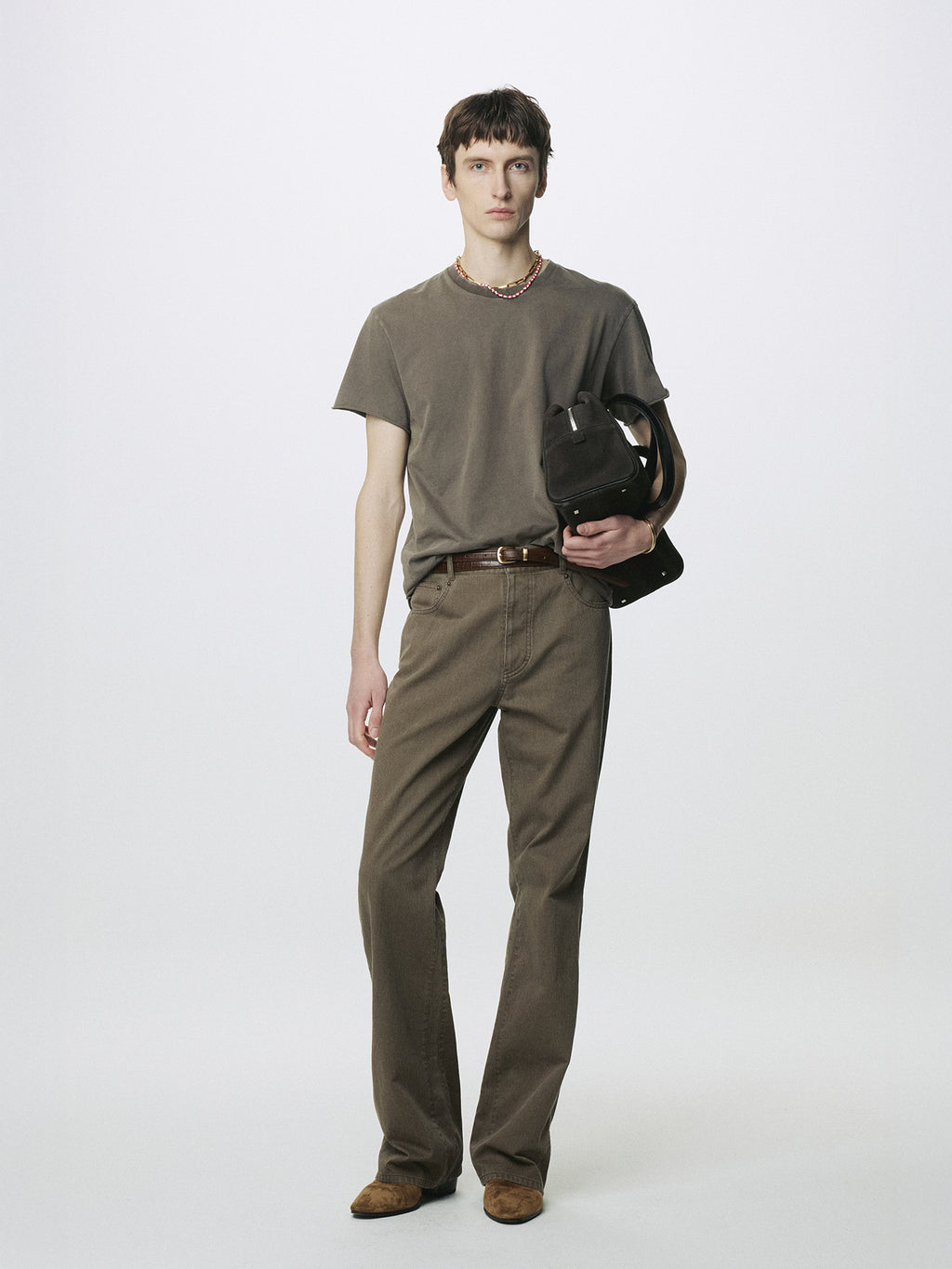 GARMENT DYED RAW EDGE T-SHIRT_ FADED BROWN