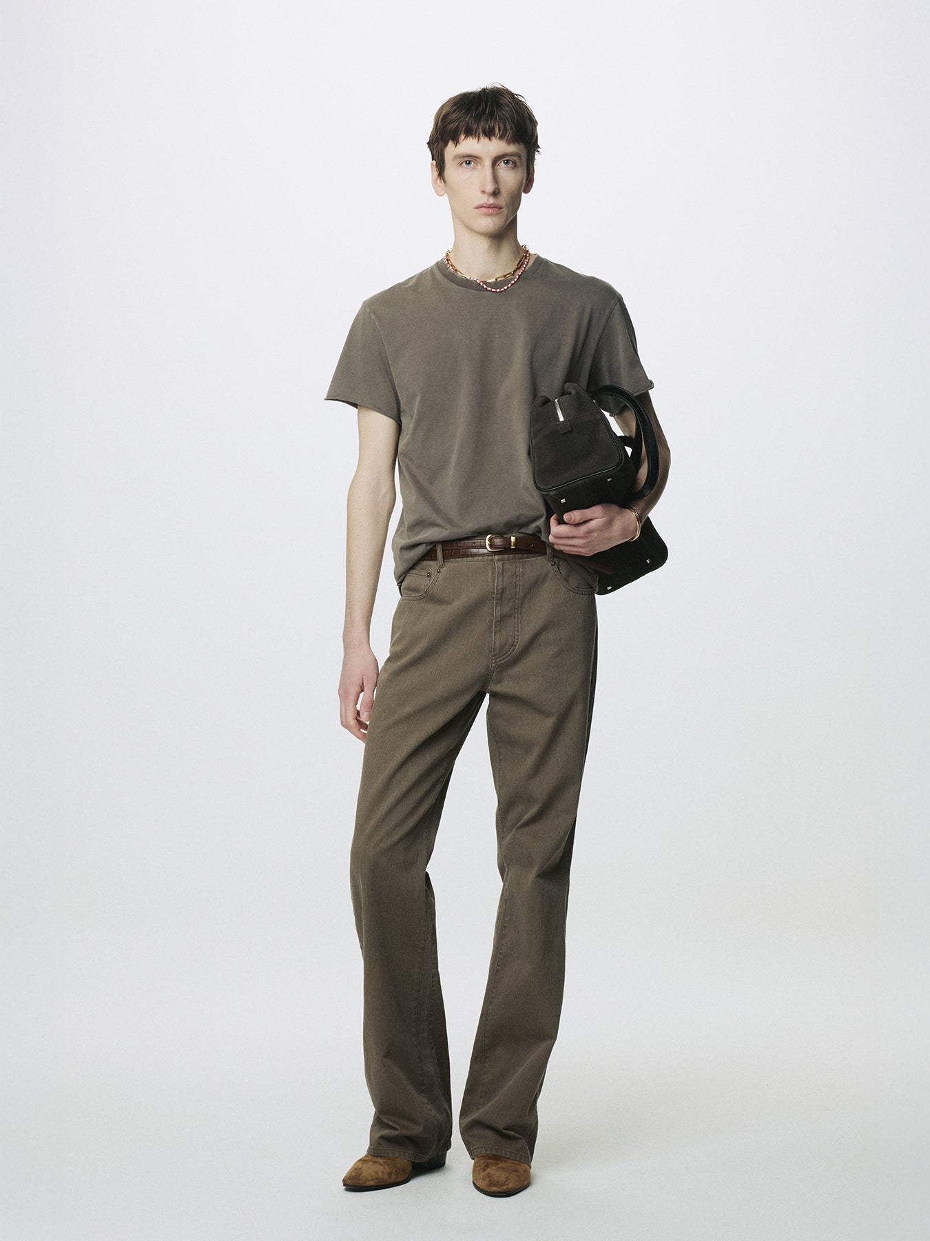GARMENT DYED RAW EDGE T-SHIRT_ FADED BROWN