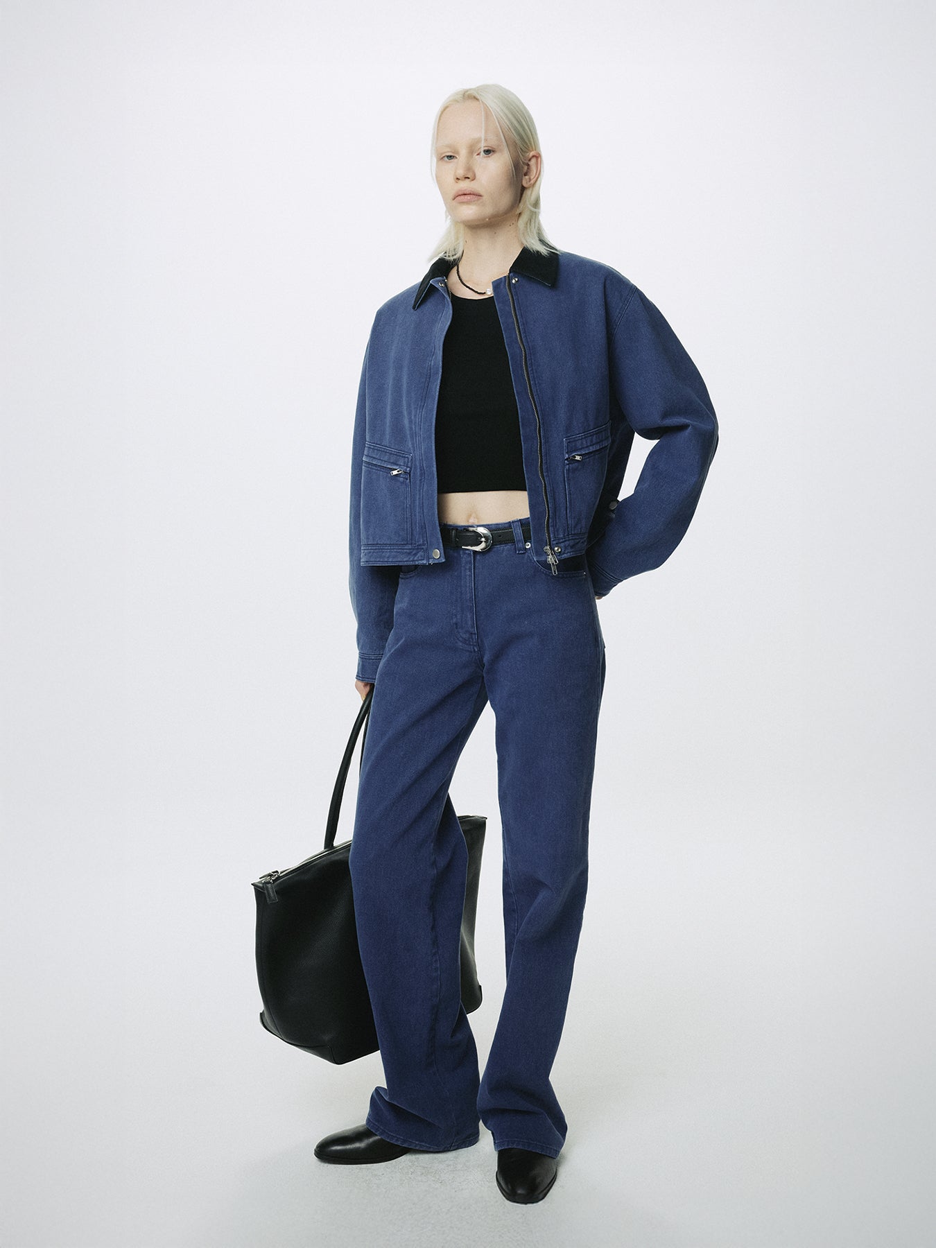 (W) WASHED COTTON STRAIGHT PANTS_ WASHED BLUE
