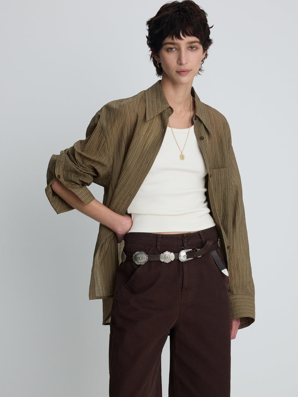 (W) COTTON RELAXED UTILITY SHORTS_ BURNT MARRON