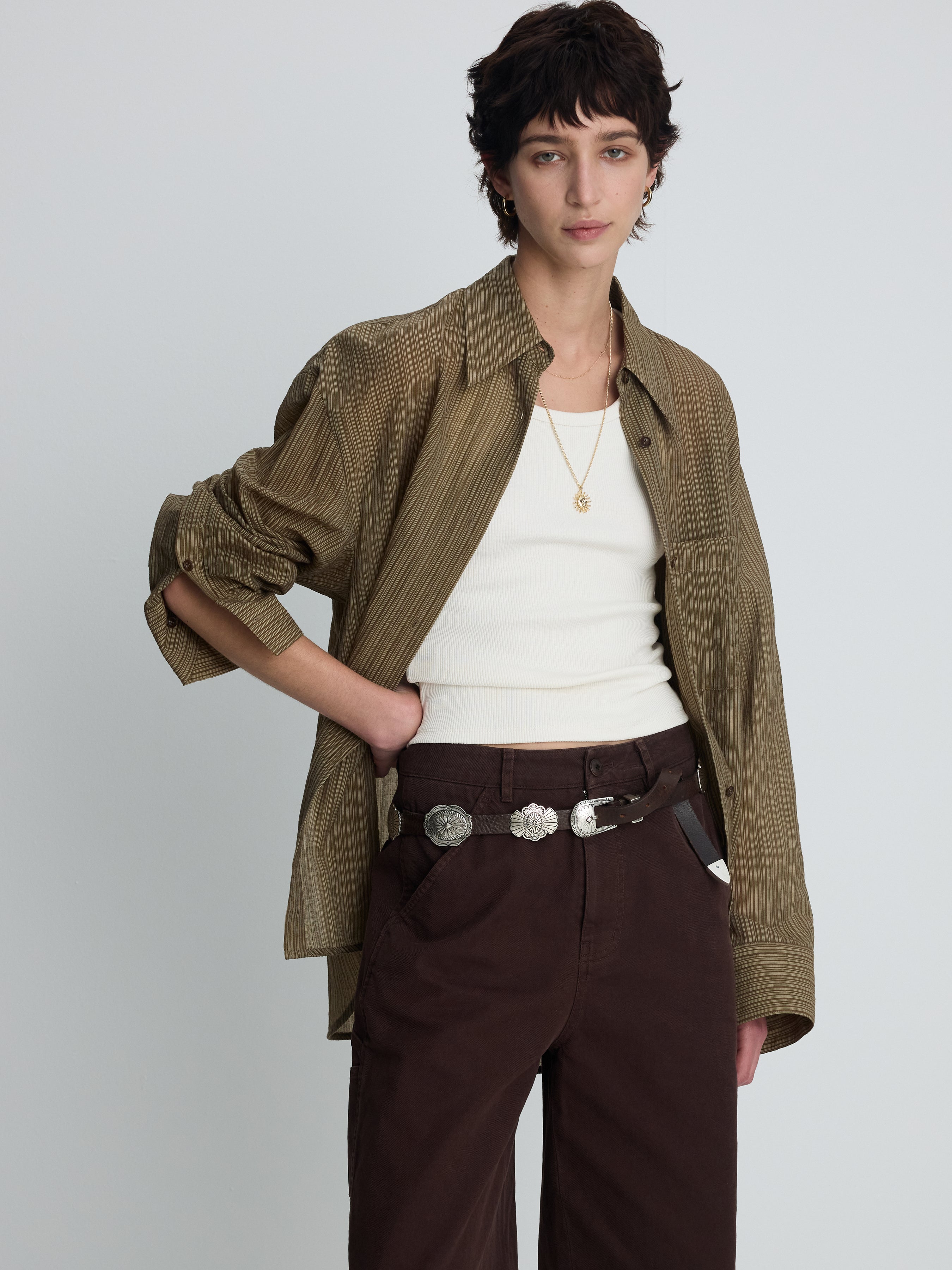 (W) COTTON RELAXED UTILITY SHORTS_ BURNT MARRON