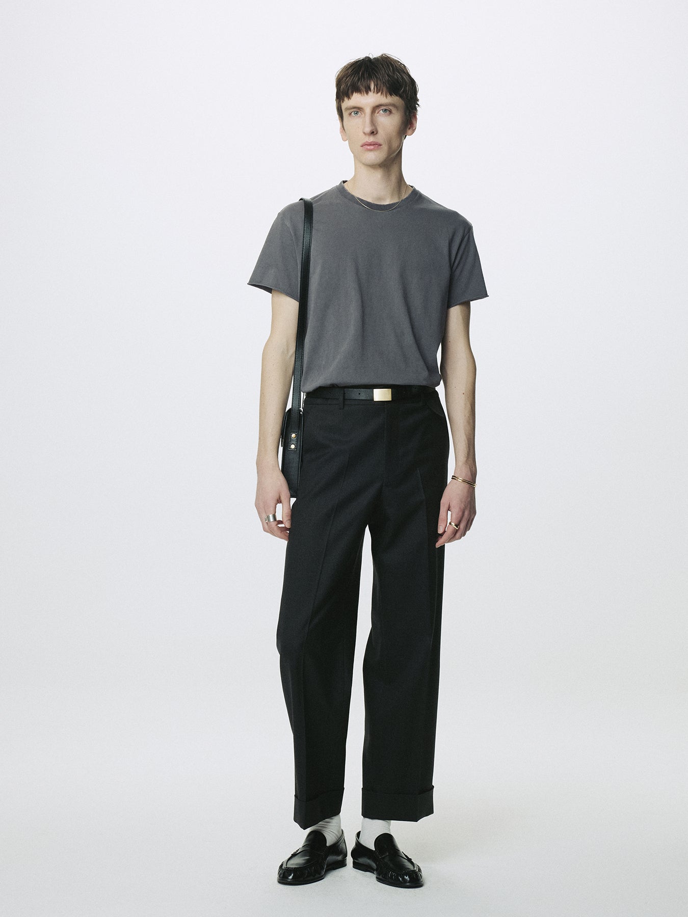 GARMENT DYED RAW EDGE T-SHIRT_ FADED CARBON