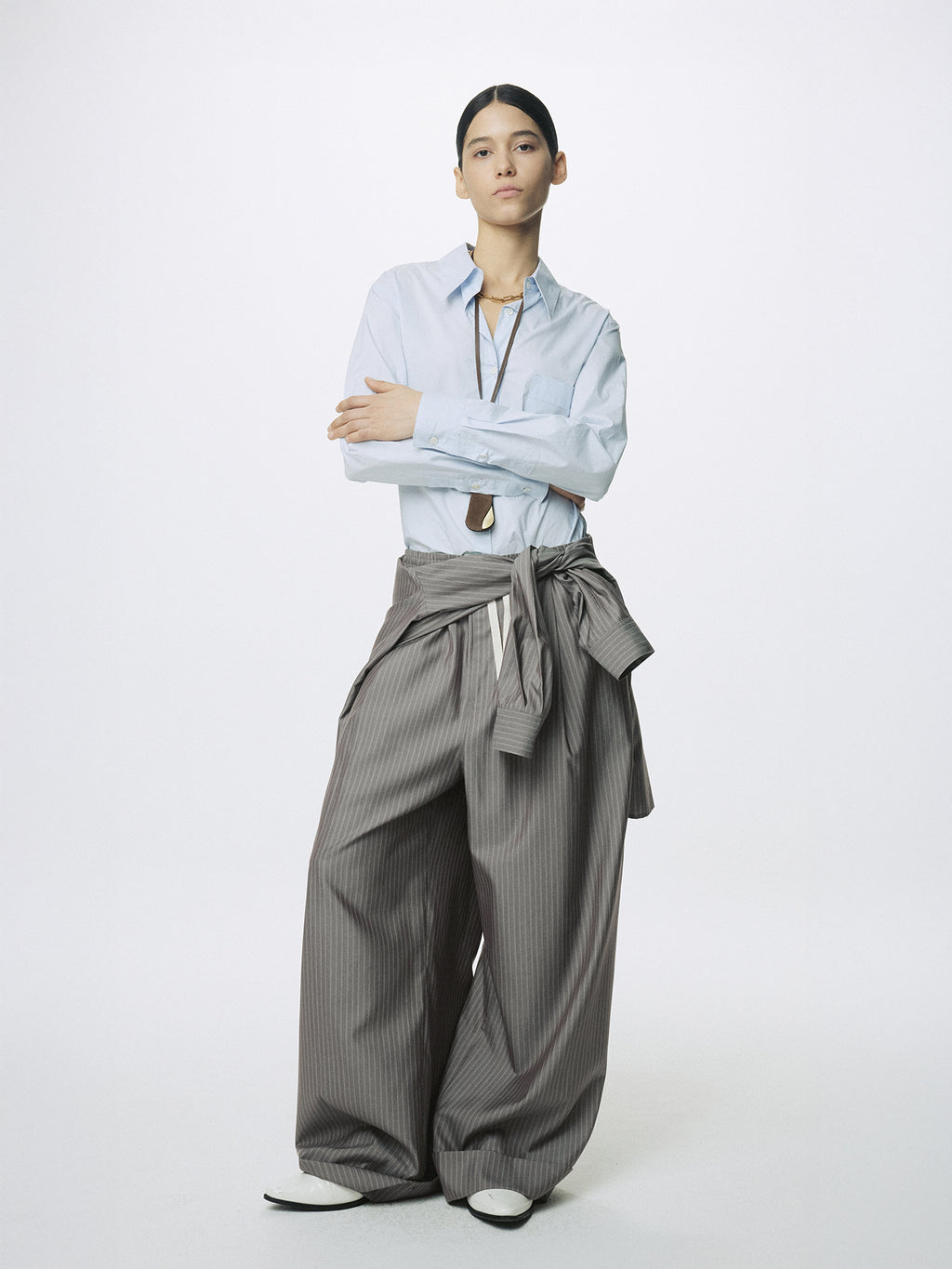 (W) COTTON HIGH-DENSITY SHIRT_ SKY BLUE